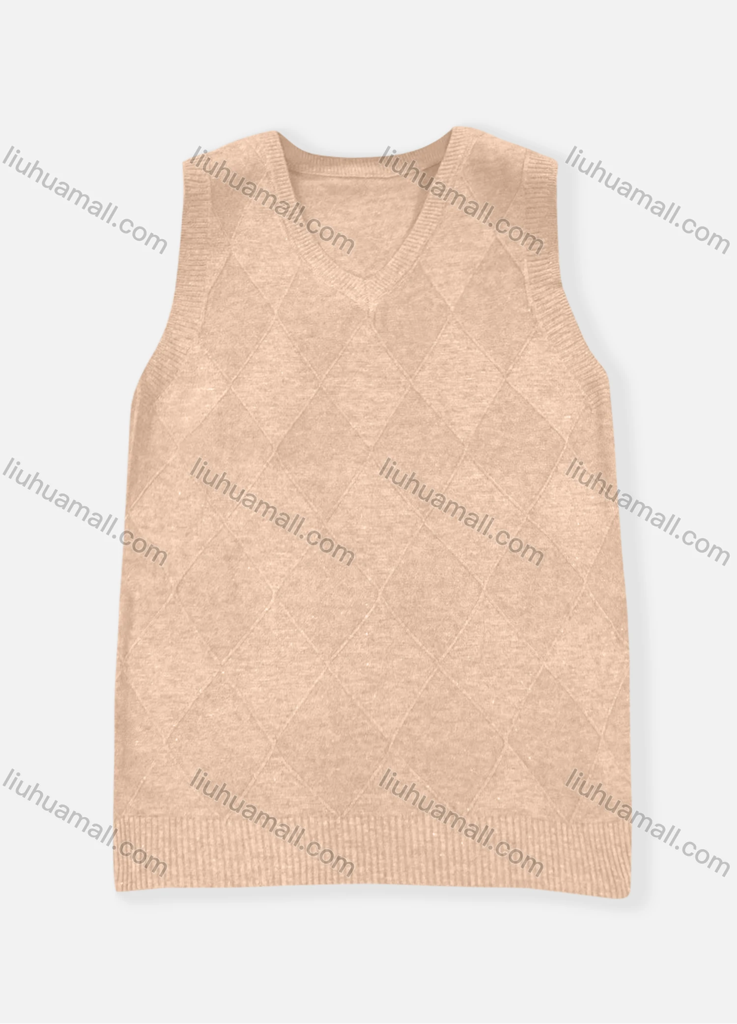 Wholesale Men's Casual Plain V Neck Diamond Checkered Print Sweater Vest - Liuhuamall