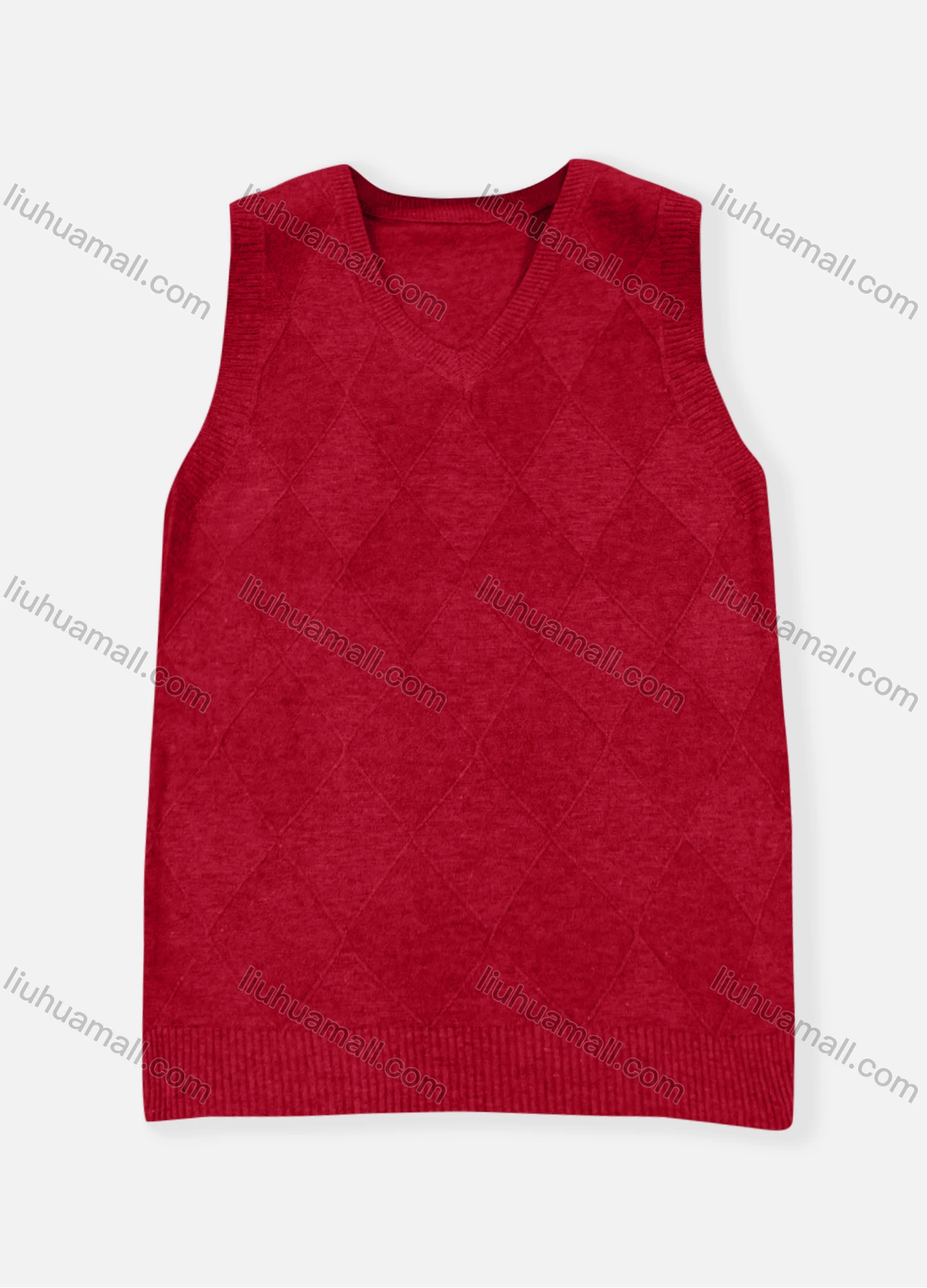 Wholesale Men's Casual Plain V Neck Diamond Checkered Print Sweater Vest - Liuhuamall
