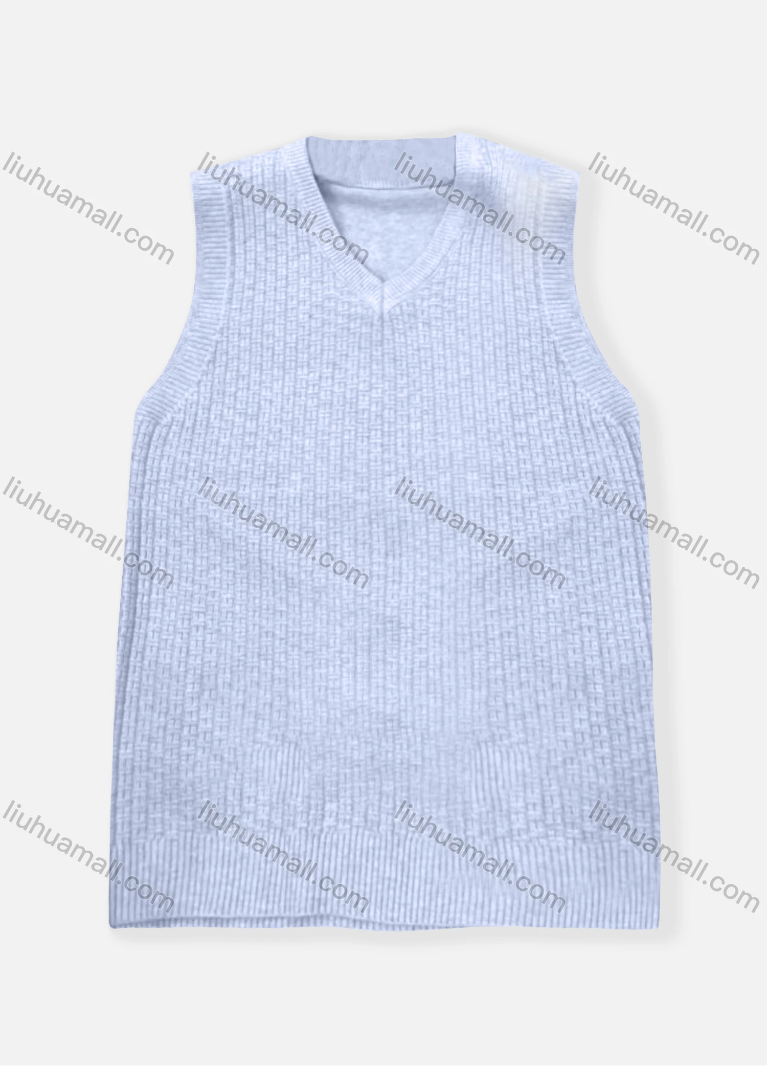 Wholesale Men's Casual Plain V Neck Rib Knit Sweater Vest - Liuhuamall
