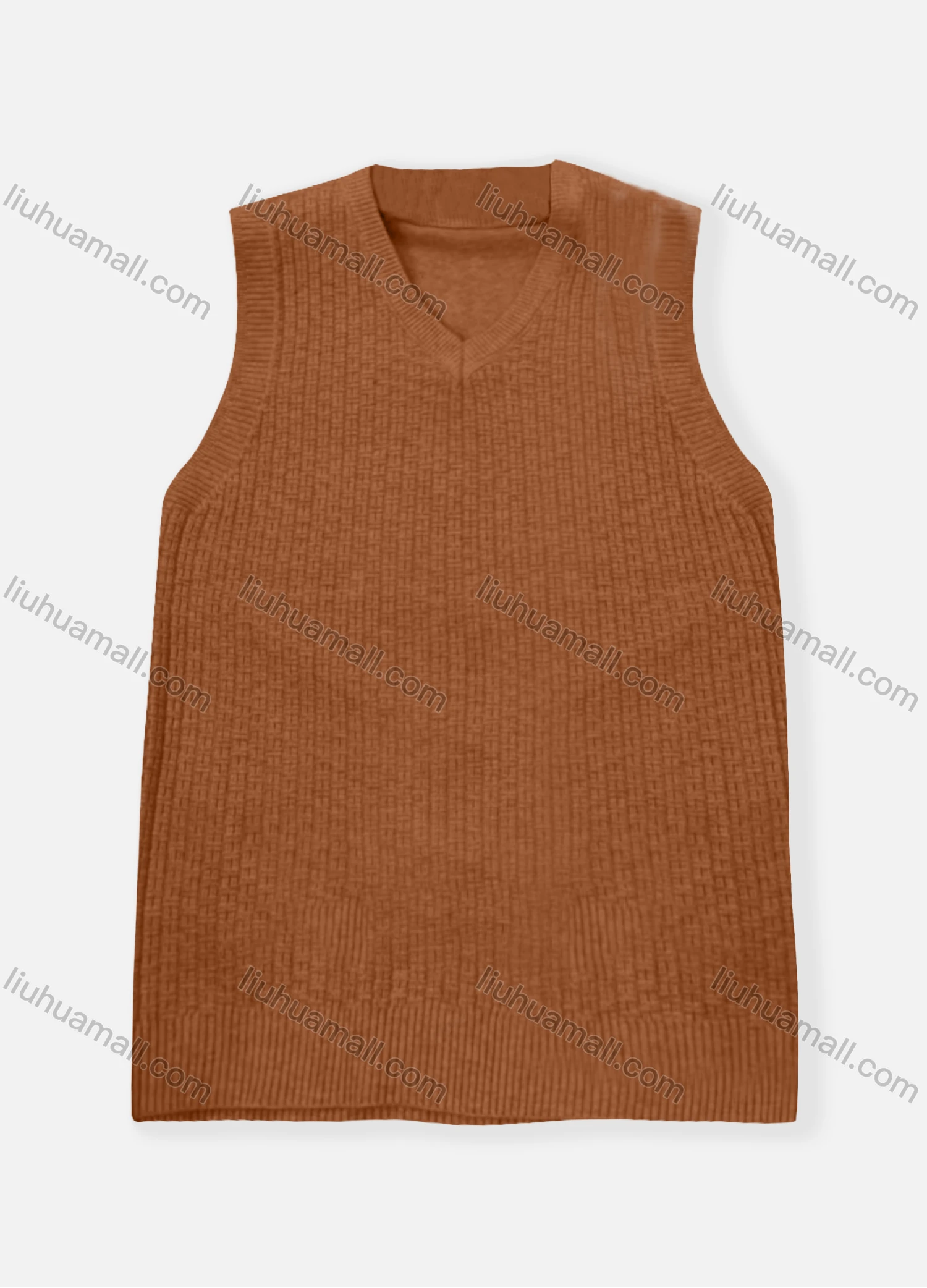Wholesale Men's Casual Plain V Neck Rib Knit Sweater Vest - Liuhuamall