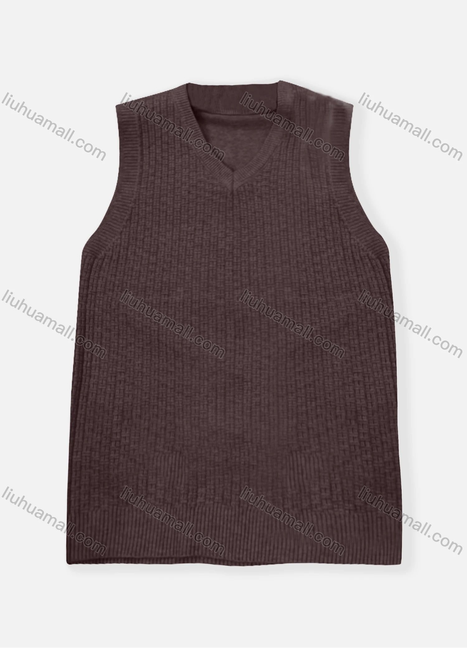 Wholesale Men's Casual Plain V Neck Rib Knit Sweater Vest - Liuhuamall