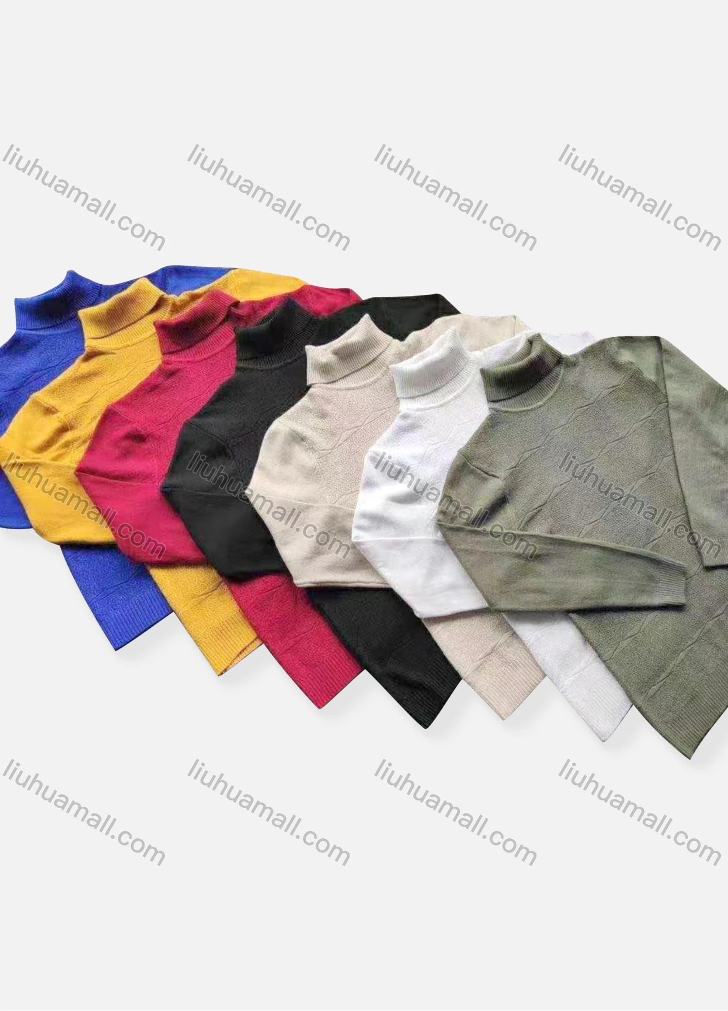 Wholesale Men's Casual Plain Turtleneck Long Sleeve Sweater - Liuhuamall