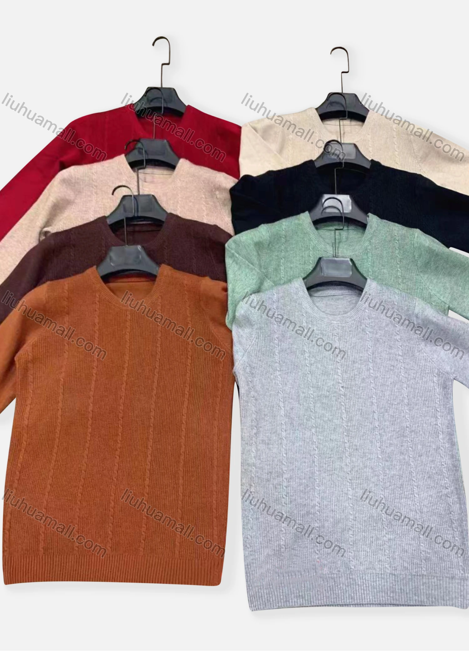 Wholesale Men's Casual Plain Striped Round Neck Long Sleeve Sweater - Liuhuamall