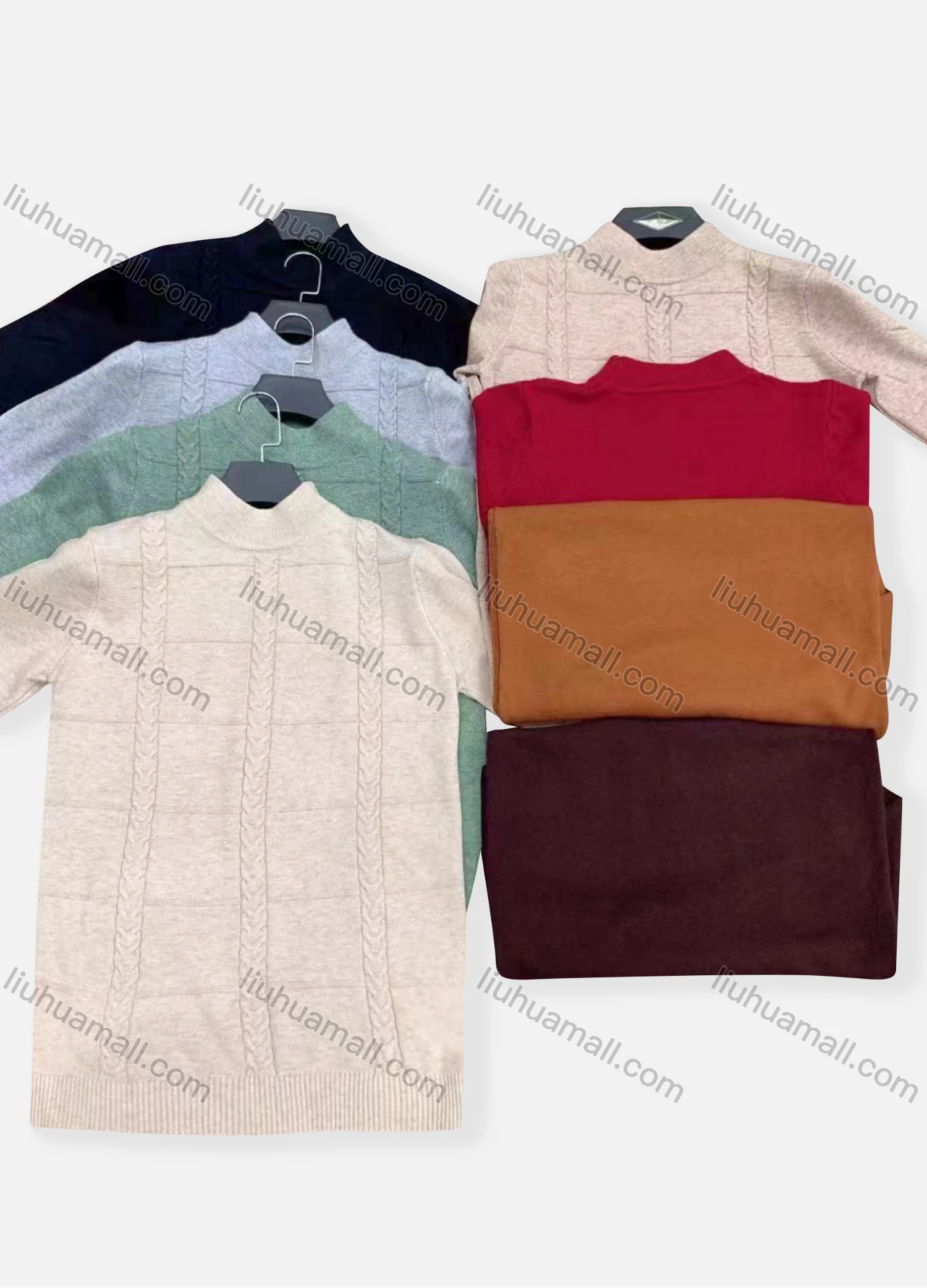Wholesale Men's Casual Plain Striped Round Neck Long Sleeve Sweater - Liuhuamall