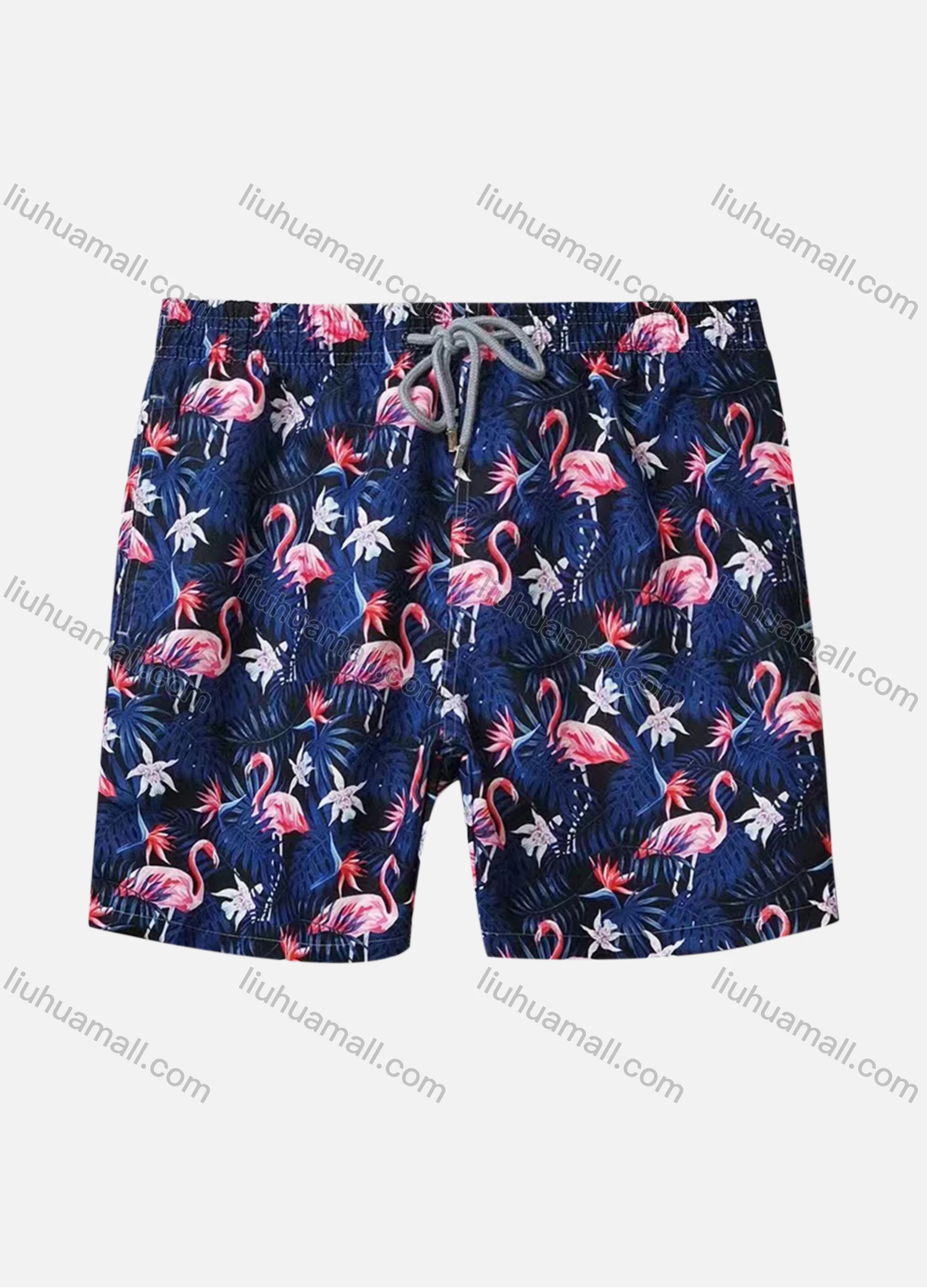 Wholesale Men's Vacation Tropical Print Drawstring Beach Shorts - Liuhuamall