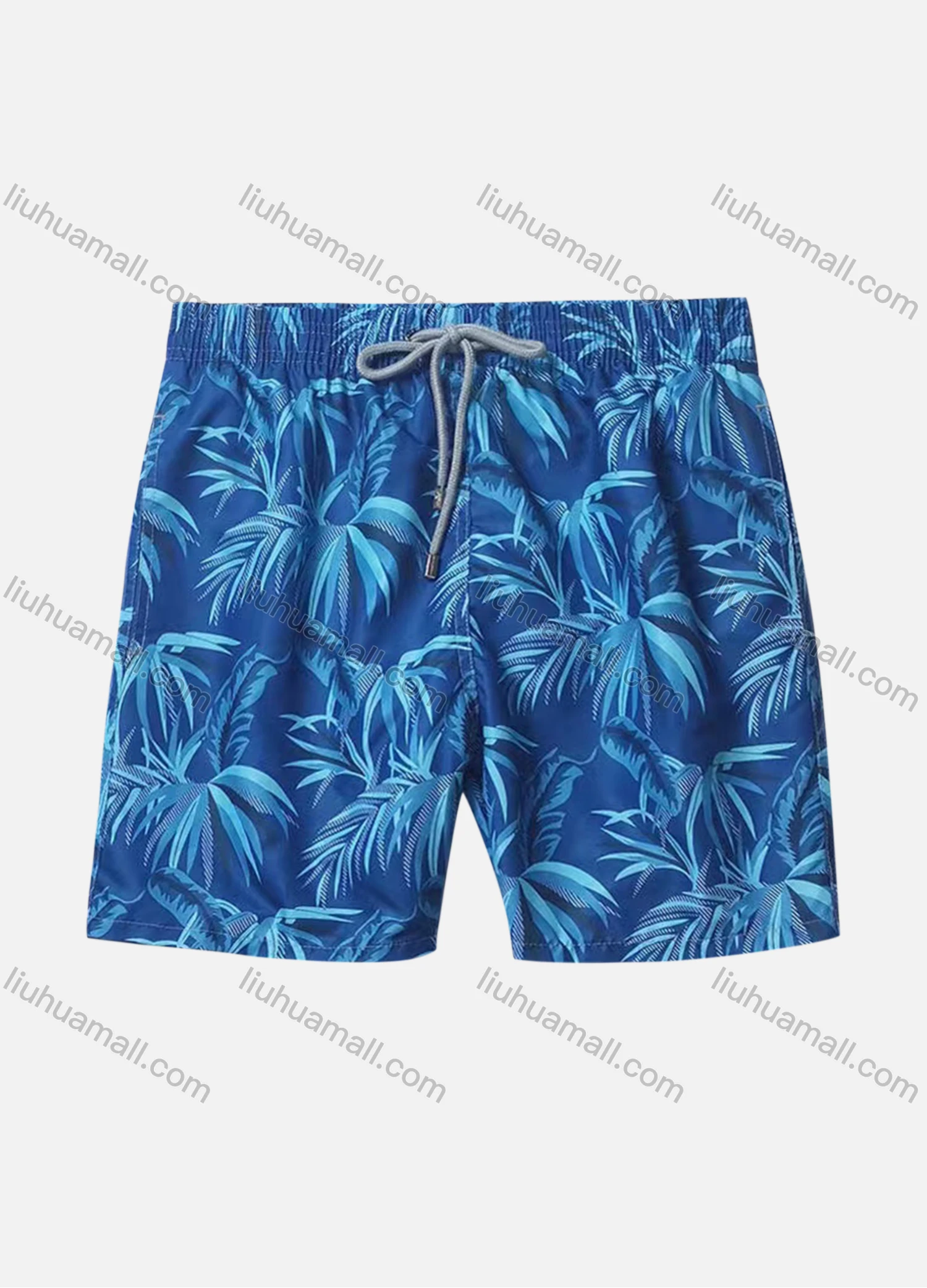 Wholesale Men's Vacation Tropical Print Drawstring Beach Shorts - Liuhuamall