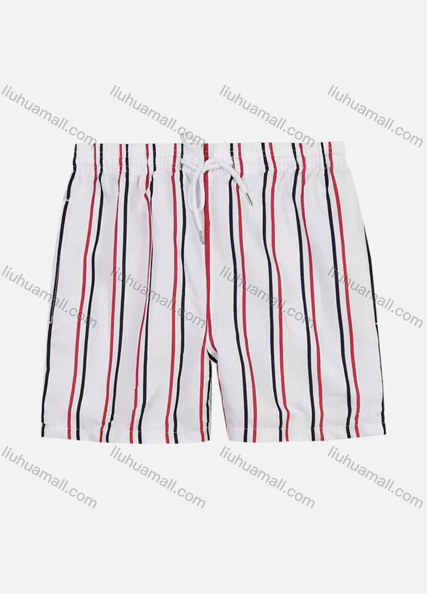 Wholesale Men's Vacation Regular Fit Striped Drawstring Beach Shorts - Liuhuamall