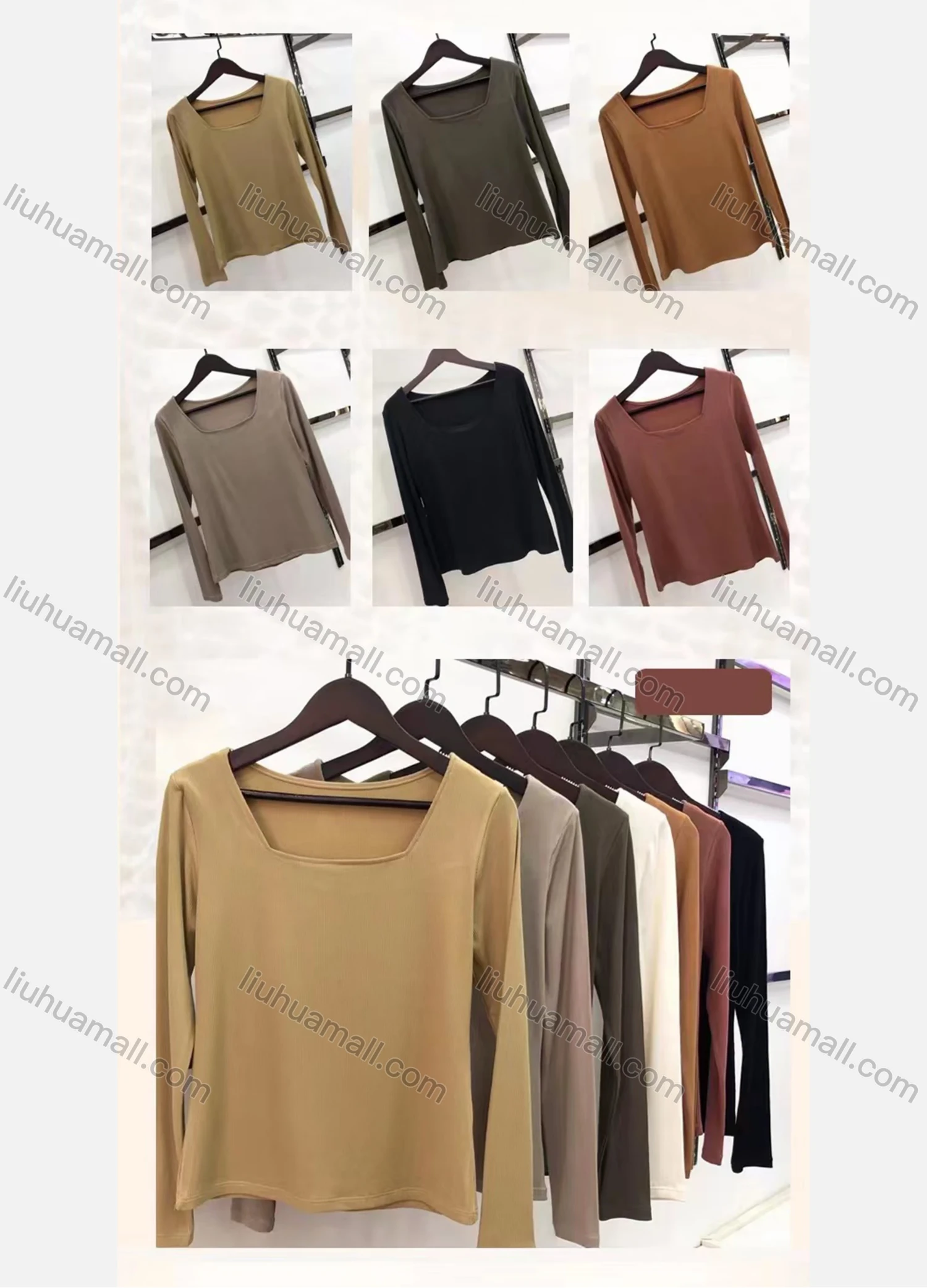 Wholesale Women's Casual Plain Bateau Neck Long Sleeve Top 7725# - Liuhuamall