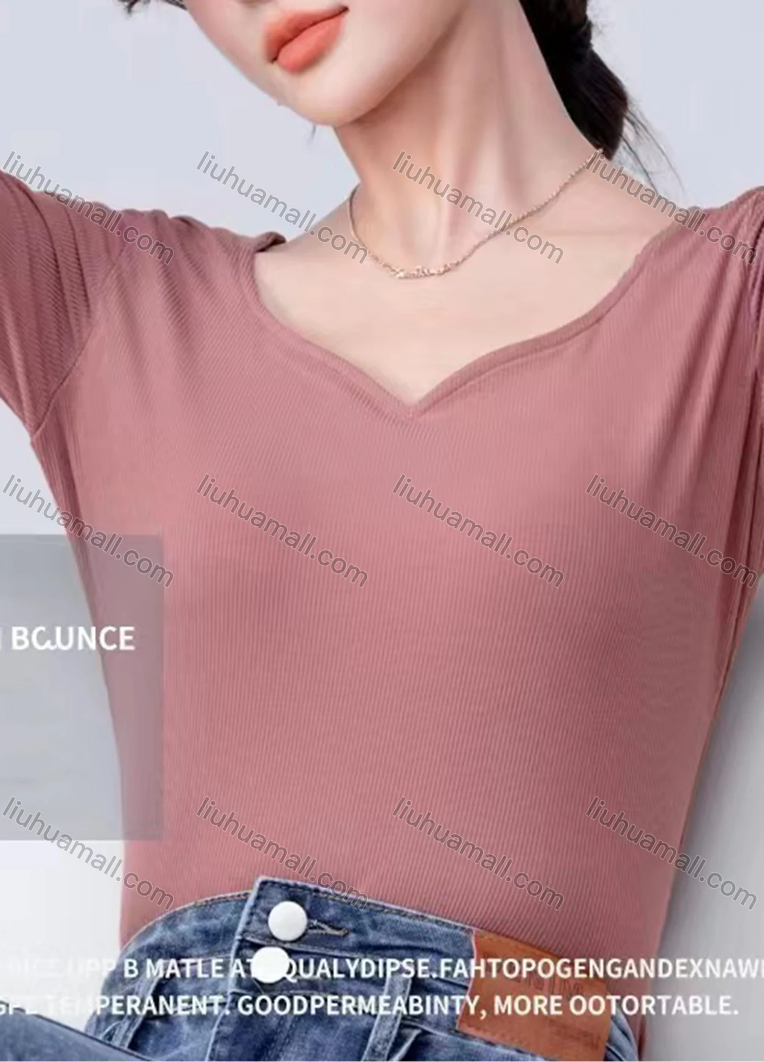 Wholesale Women's Casual Plain Notched Neck Long Sleeve Top 7732# - Liuhuamall