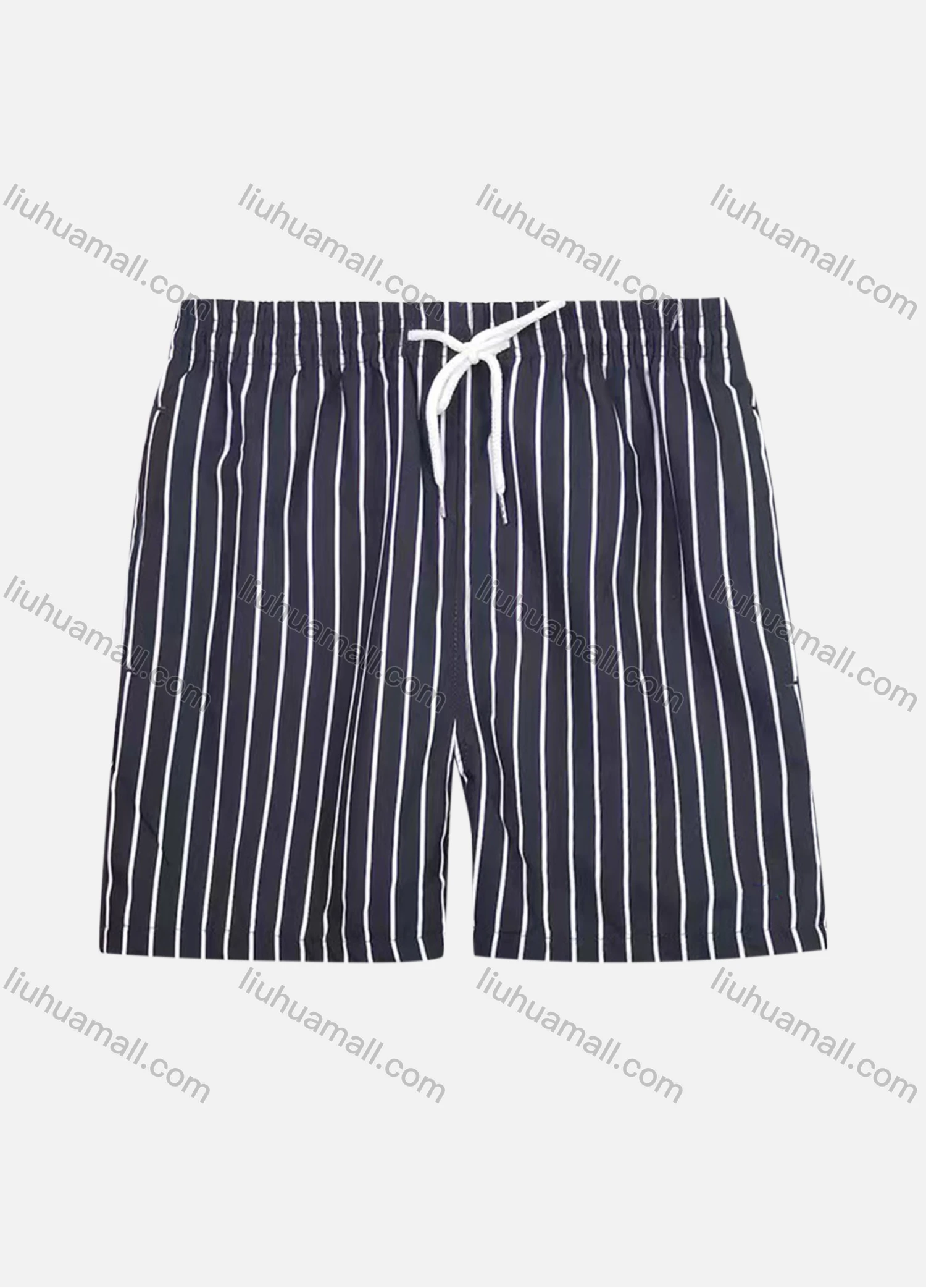 Wholesale Men's Vacation Regular Fit Striped Drawstring Beach Shorts - Liuhuamall