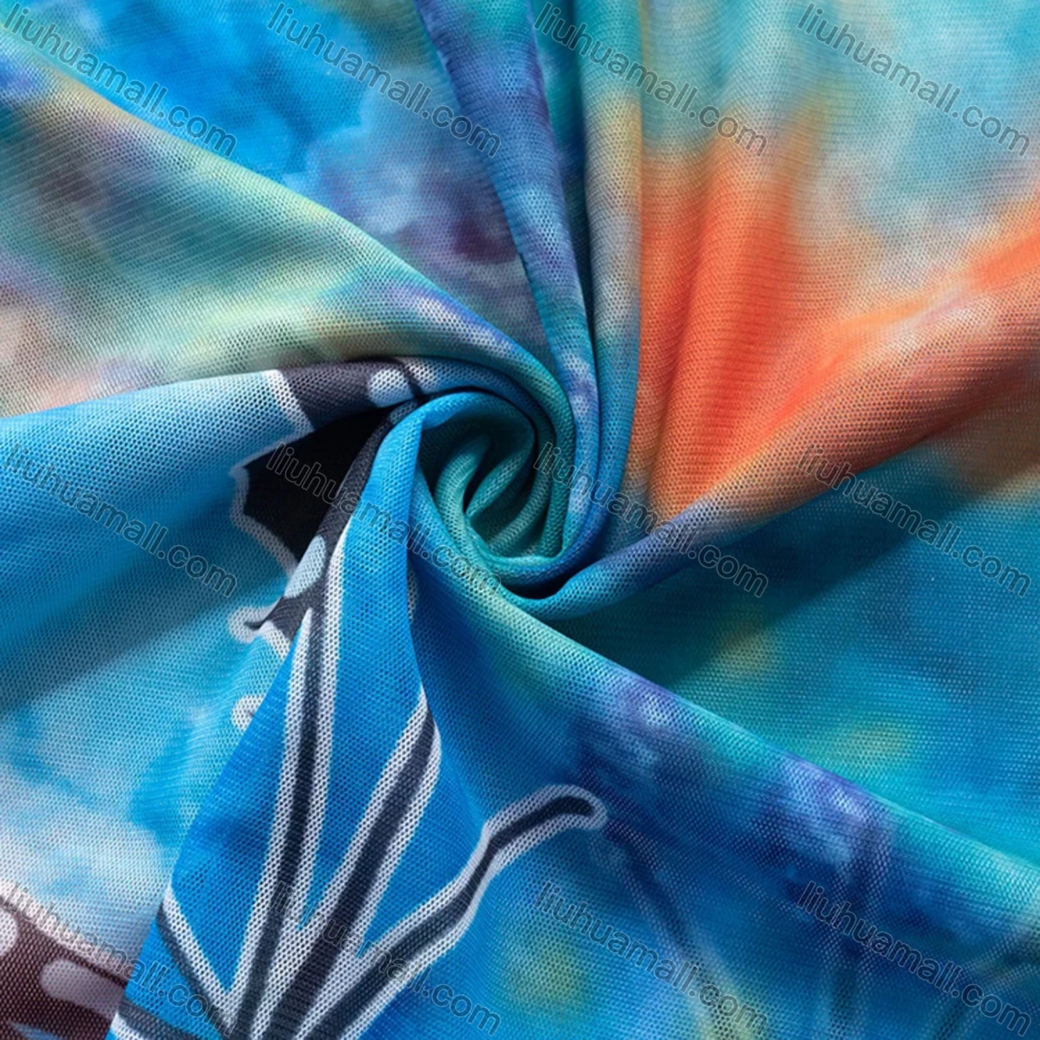 Wholesale Women's Sexy Allover Print Tie Front Cut Out Long Sleeve Short Dress M21DS156# - Liuhuamall