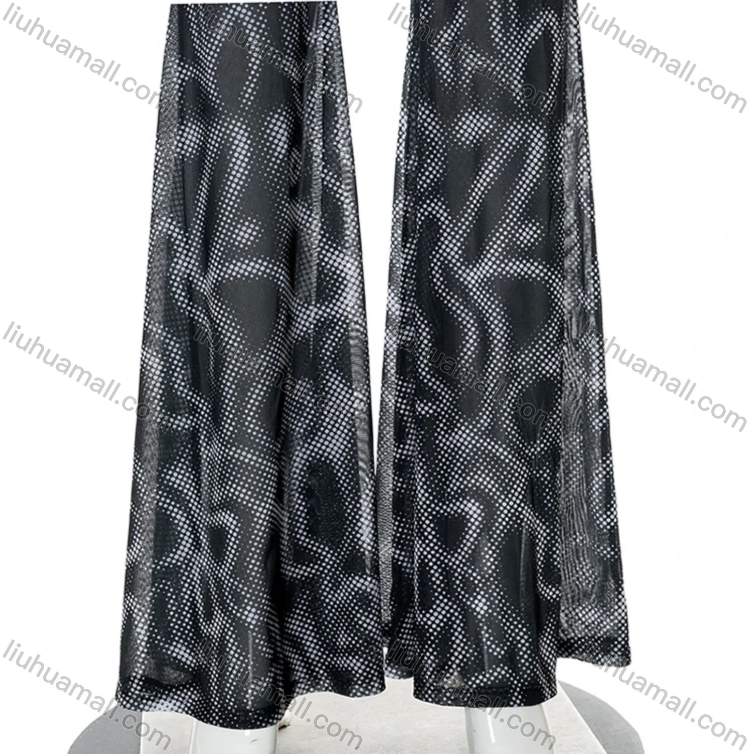 Wholesale Women's Casual Mesh Python Texture High Waist Flared Pants Q21PT540# - Liuhuamall