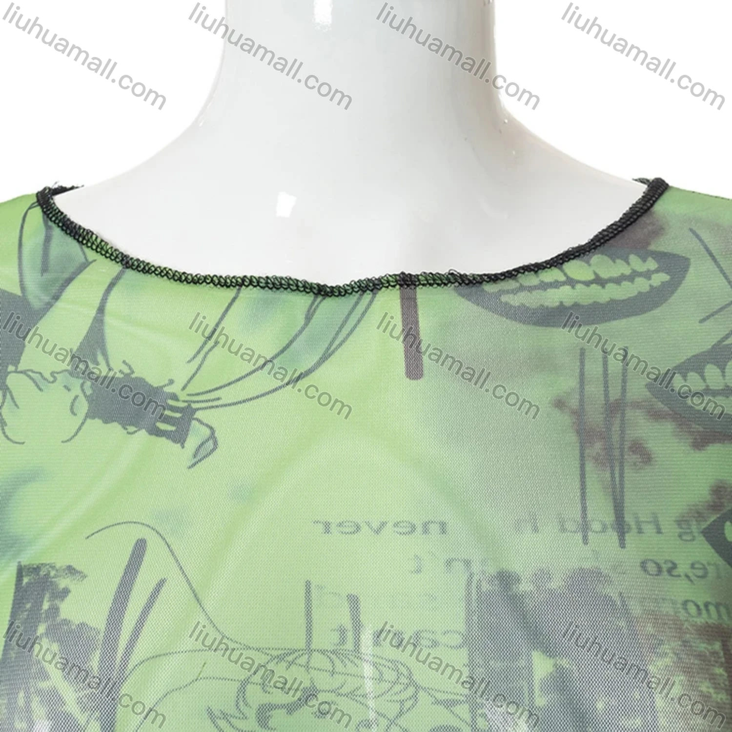 Wholesale Women's Casual Allover Print Round Neck Long Sleeve Crop Blouse Q21TP458# - Liuhuamall