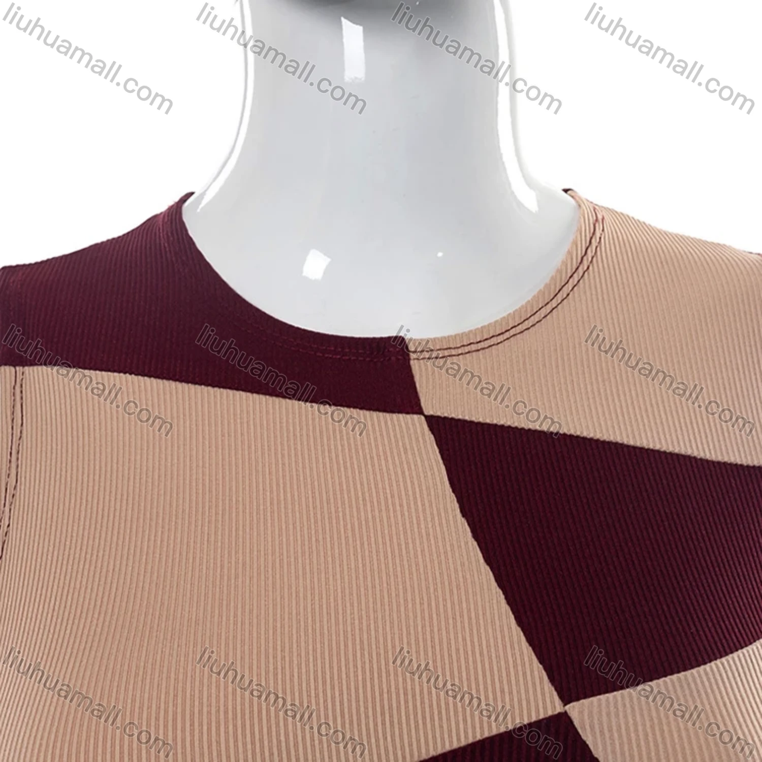 Wholesale Women's Casual Colorblock Round Neck Crop Tank Top W21TP125# - Liuhuamall