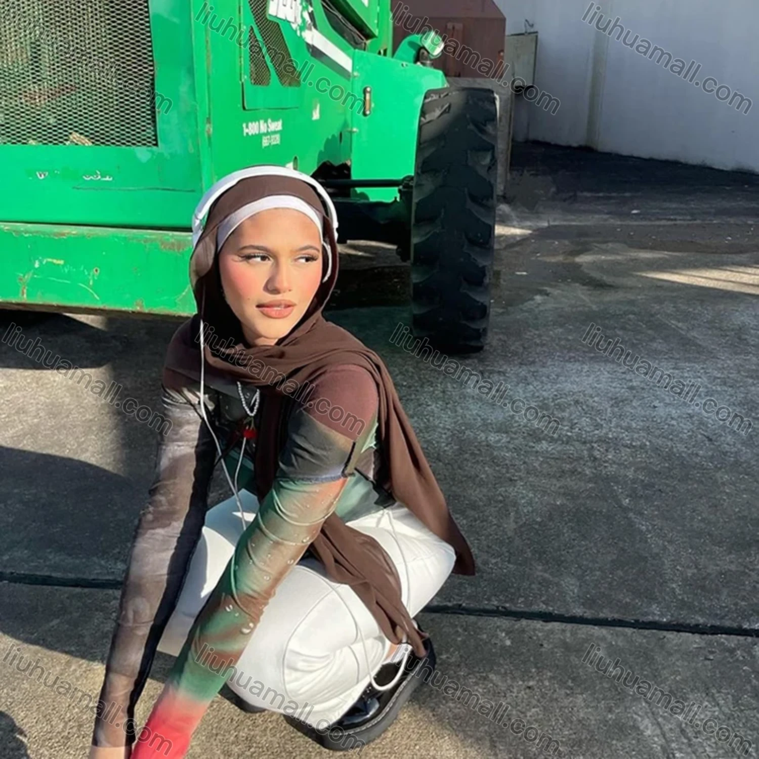 Wholesale Women's Casual Tie Dye Off Shoulder Long Sleeve Blouse Y21TP483# - Liuhuamall