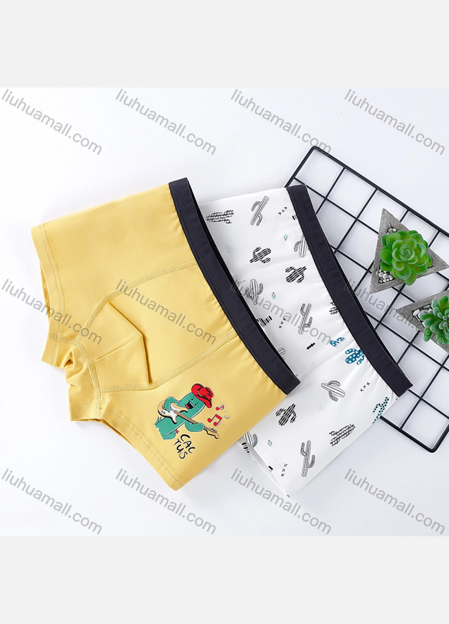 Wholesale Boys Cute Graphic Elastic Waistband Boyshort Underwear Panties (2 Pieces of Pack) - Liuhuamall
