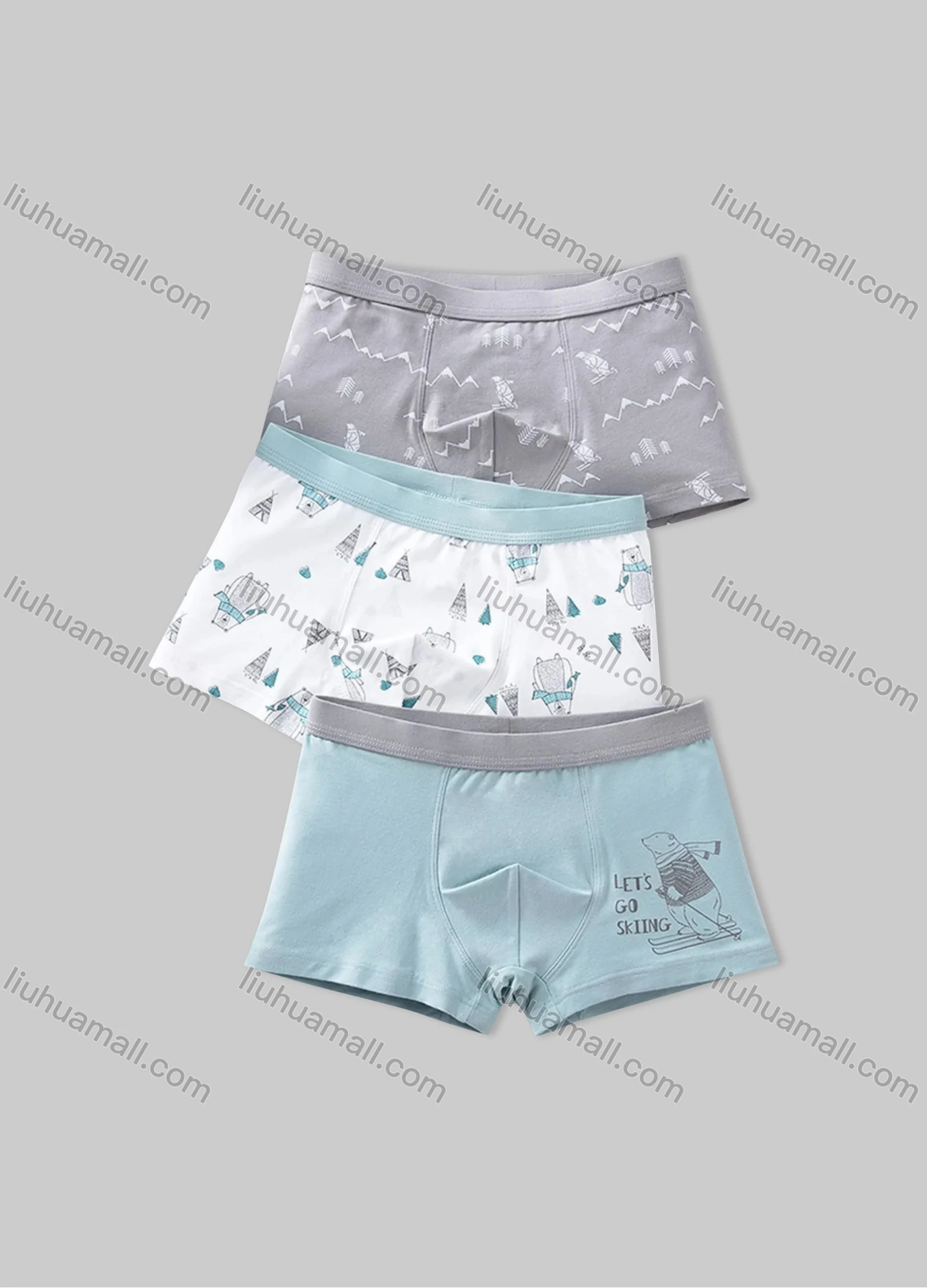 Wholesale Boys Cute Graphic Elastic Waistband Boyshort Underwear Panties (3 Pieces of Pack) ND501# - Liuhuamall