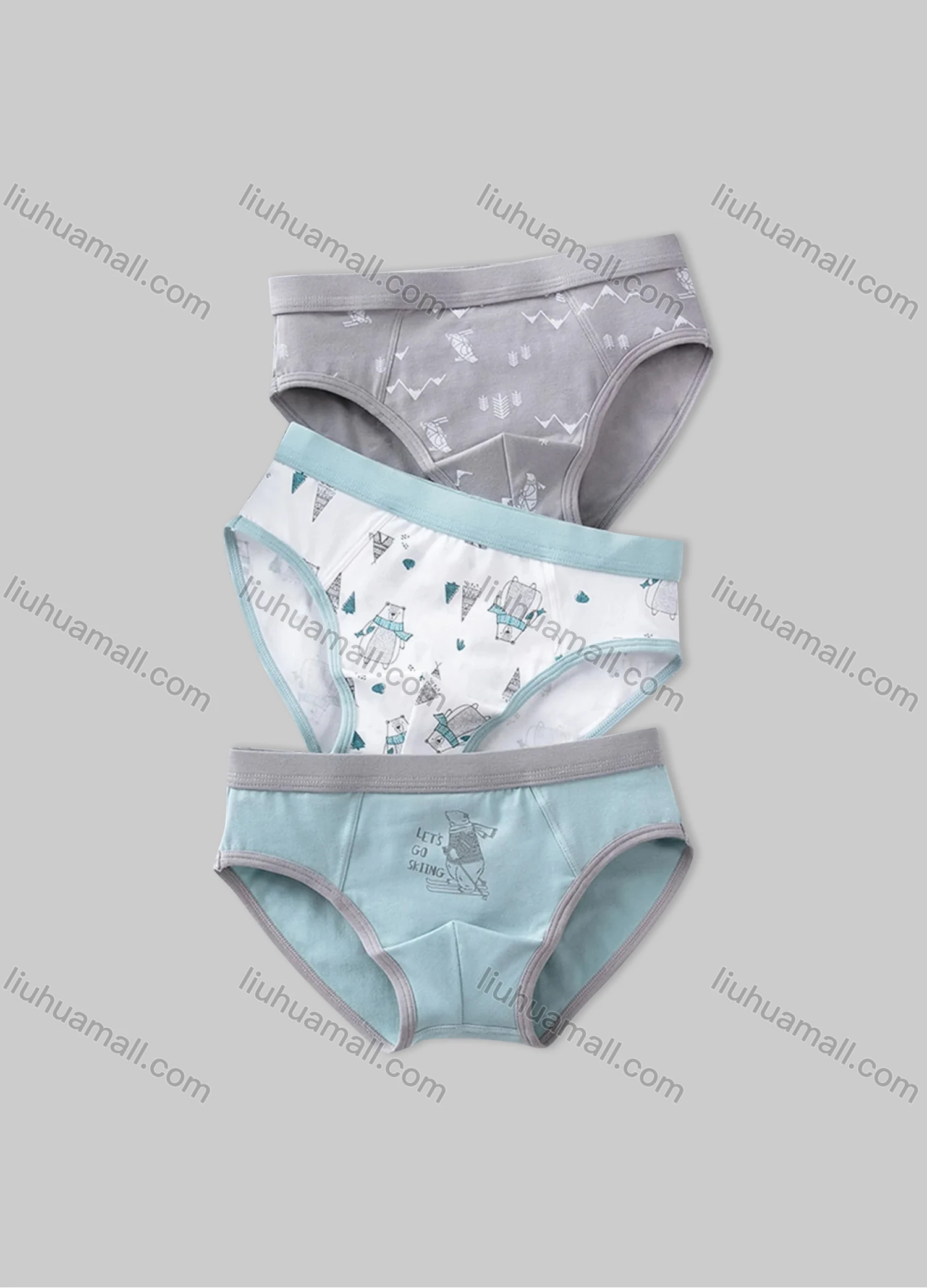 Wholesale Boys Assorted Colors Graphic Elastic Waistband Underwear Briefs(3 Pieces of Pack) N1501# - Liuhuamall