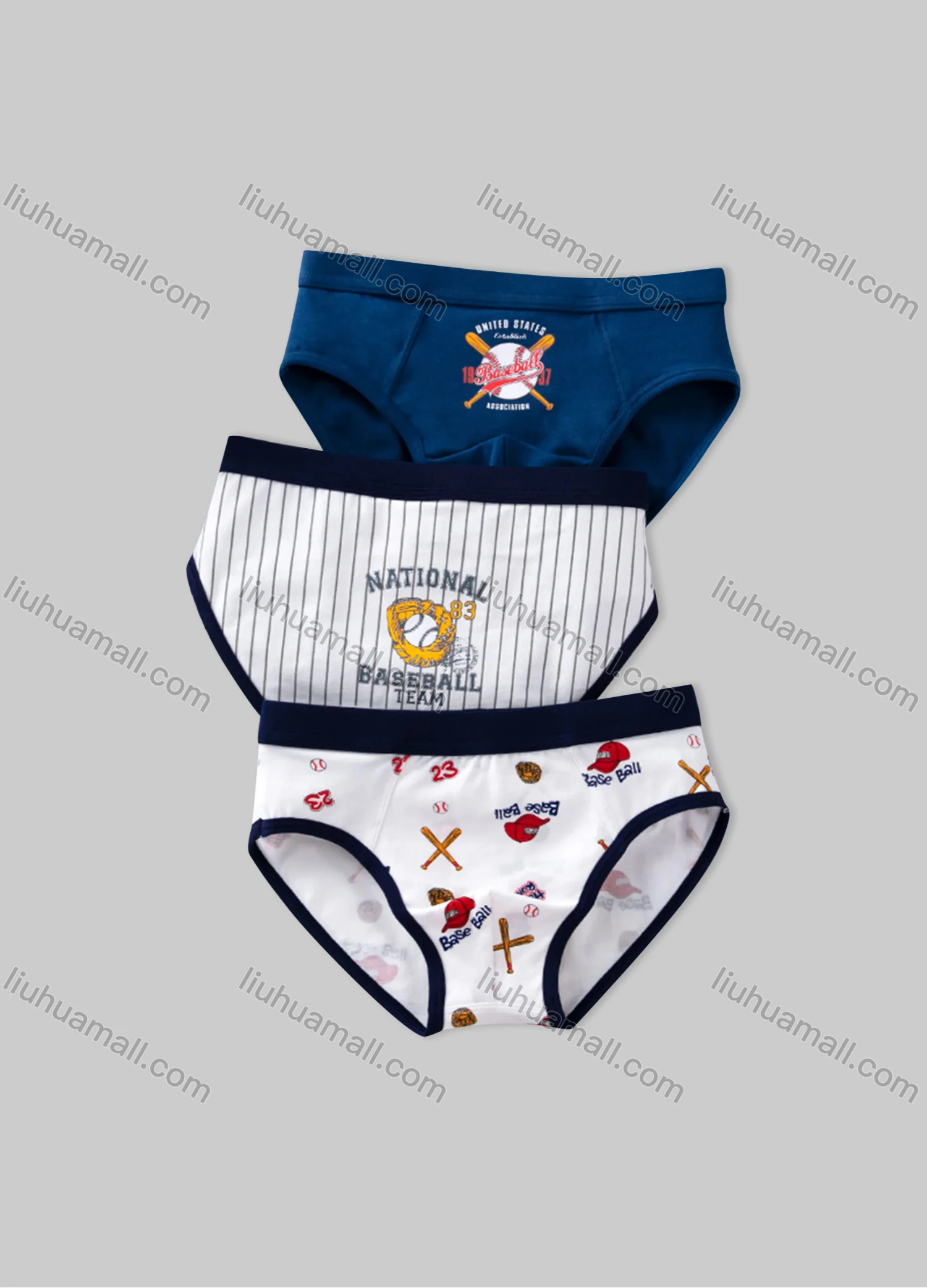 Wholesale Boys Assorted Colors Graphic Elastic Waistband Underwear Briefs(3 Pieces of Pack) N1502# - Liuhuamall
