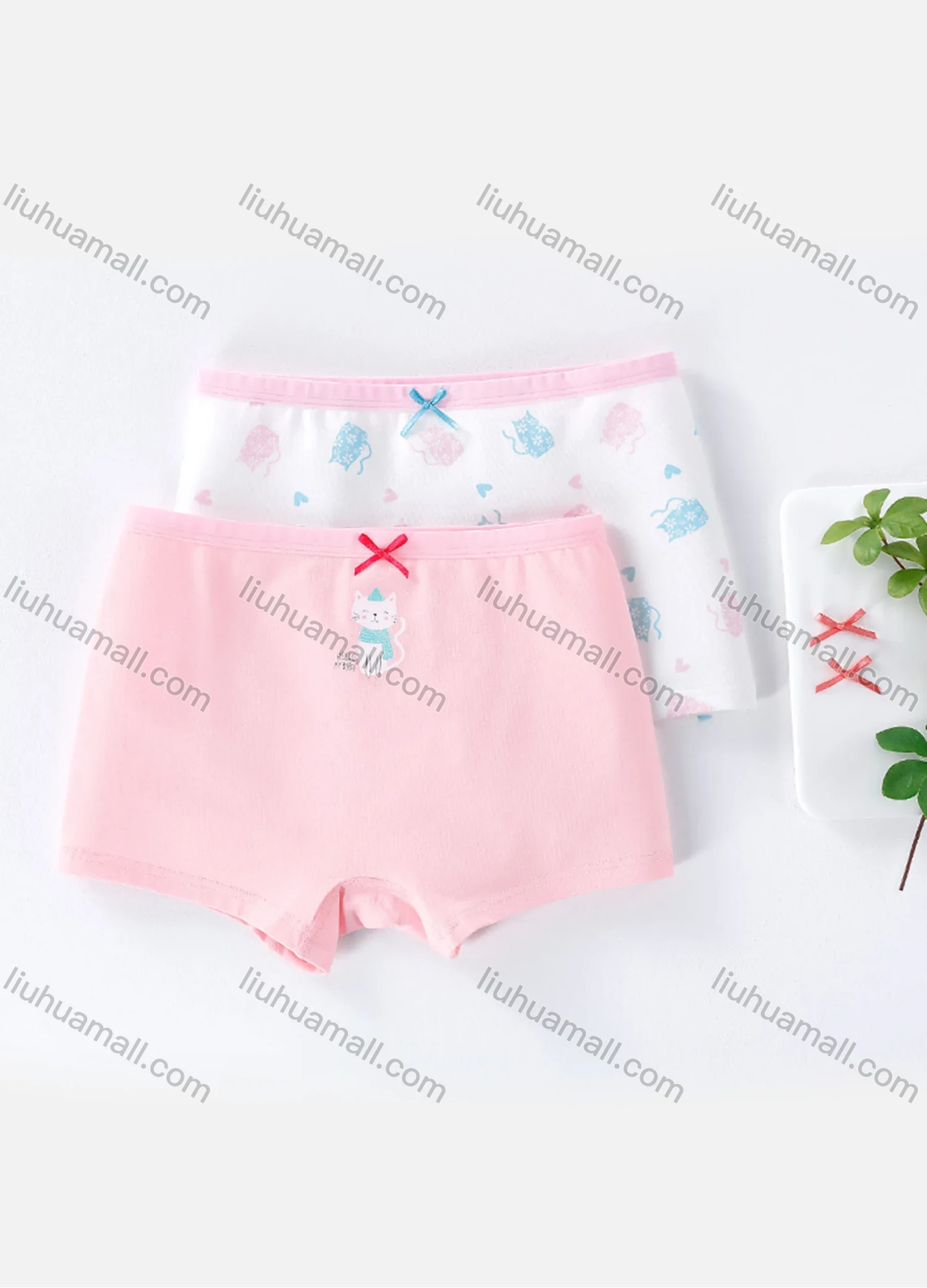 Wholesale Girls Assorted Colors Lovely Graphic Underwear Boxer Panties (2 Pieces of Pack) GD201# - Liuhuamall