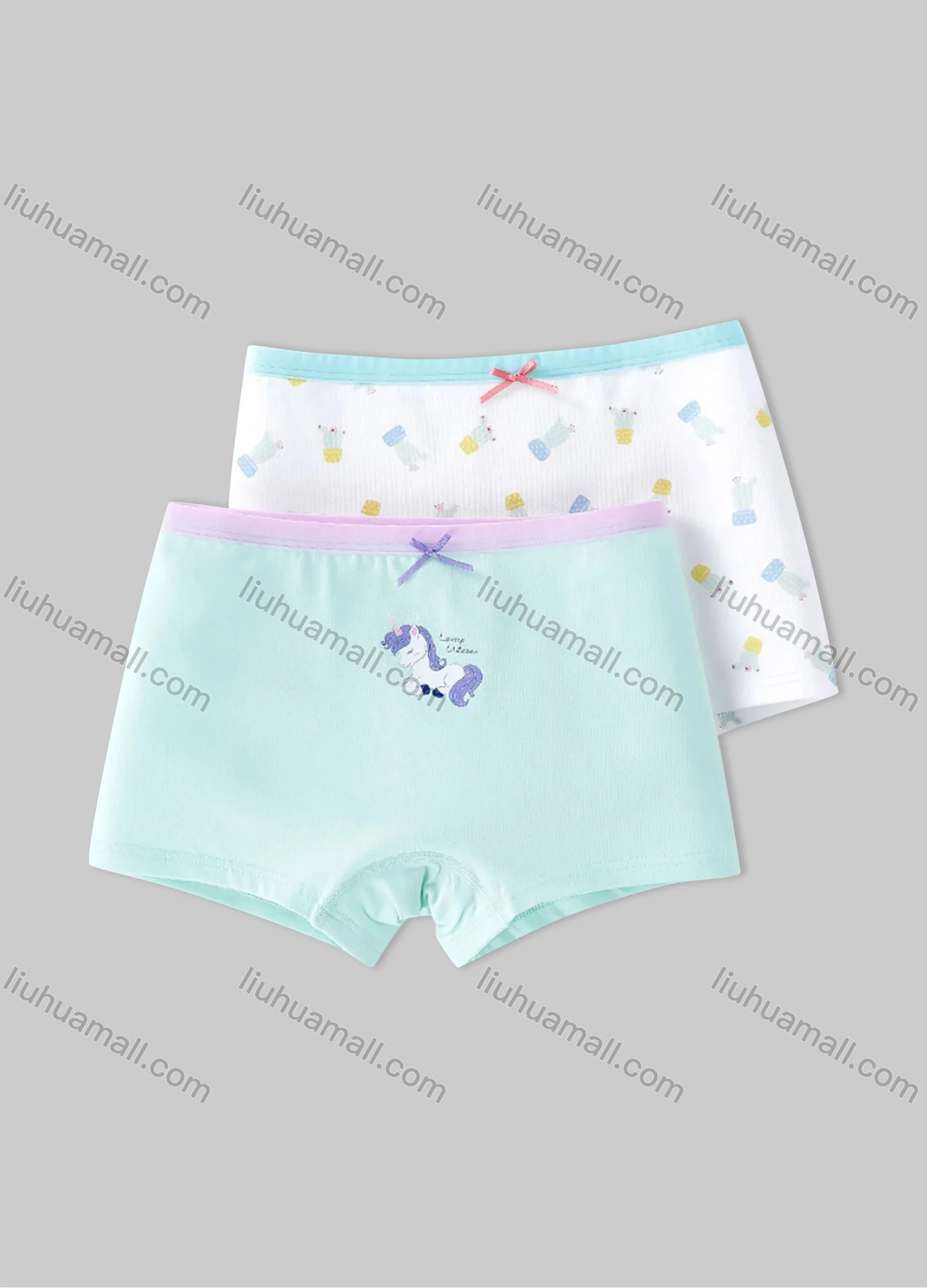 Wholesale Girls Assorted Colors Lovely Graphic Underwear Boxer Panties (2 Pieces of Pack) GD202# - Liuhuamall