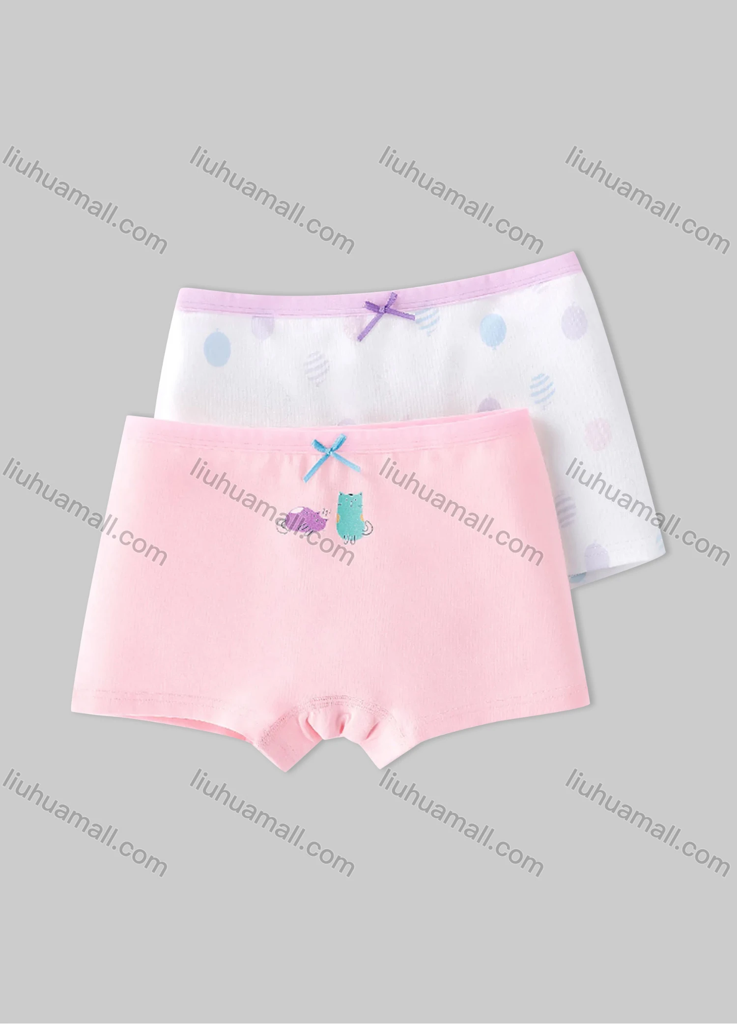 Wholesale Girls Assorted Colors Lovely Graphic Underwear Boxer Panties (2 Pieces of Pack) GD212# - Liuhuamall