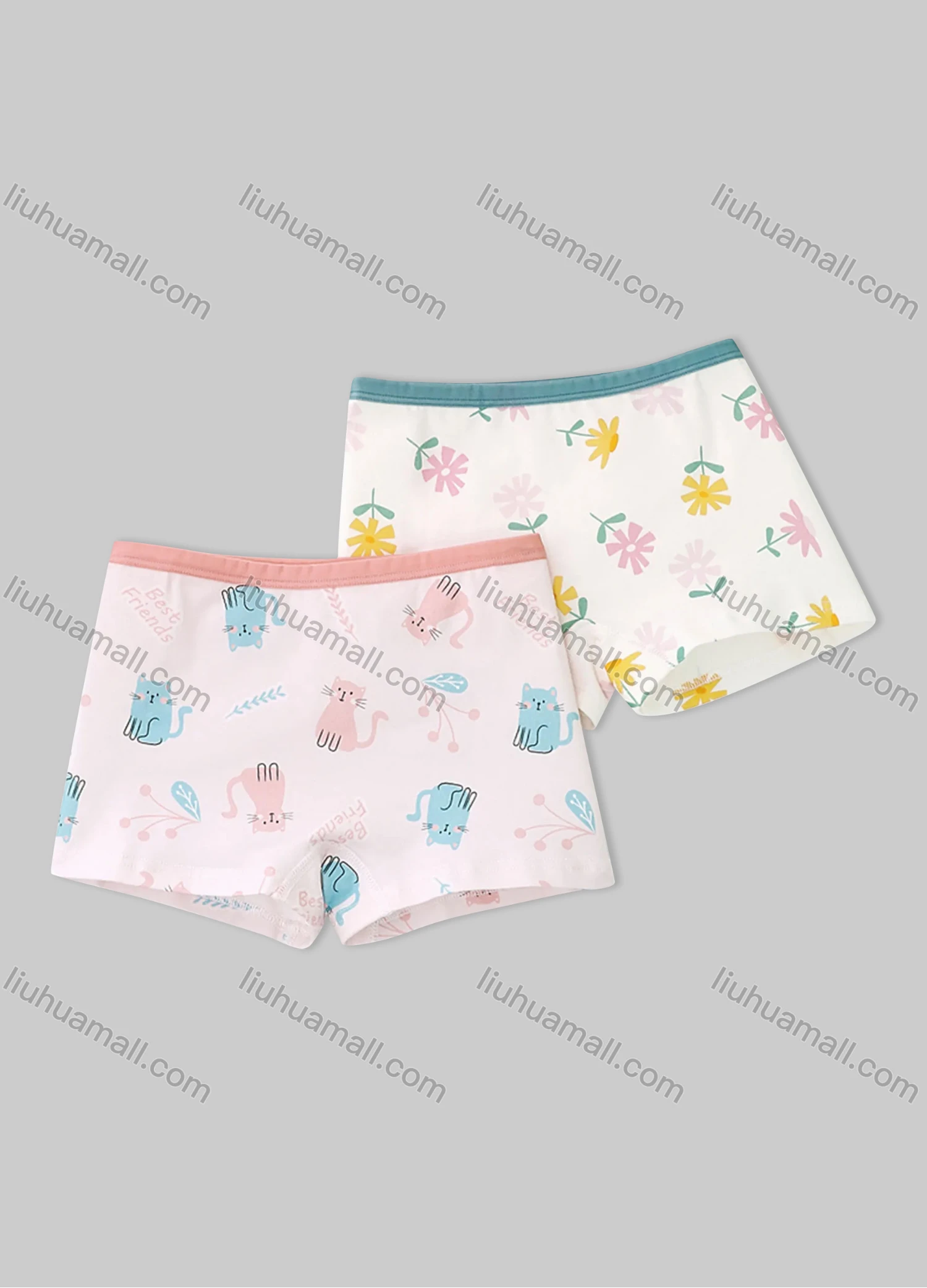 Wholesale Girls Assorted Colors Lovely Graphic Underwear Boxer Panties (2 Pieces of Pack) GD317# - Liuhuamall