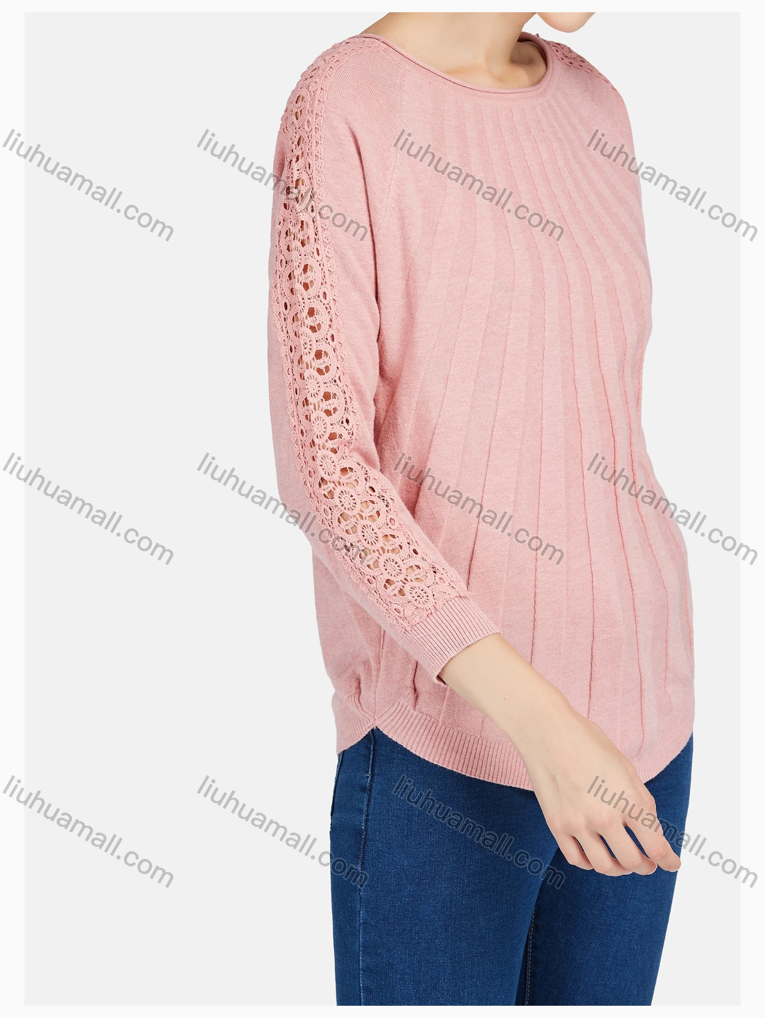 Wholesale Women's Causal Long Sleeve Hollow Out Plain Knit Sweater - Liuhuamall