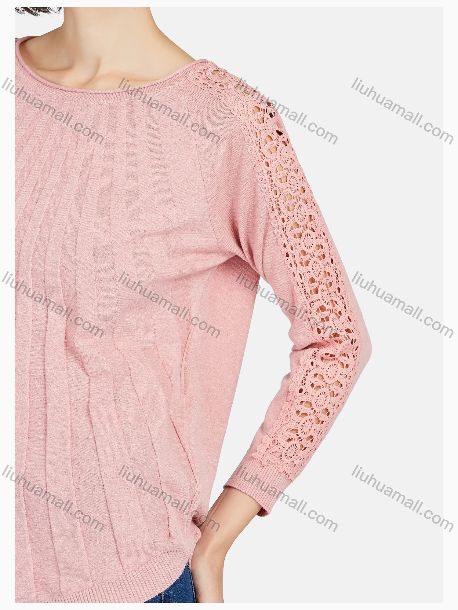 Wholesale Women's Causal Long Sleeve Hollow Out Plain Knit Sweater - Liuhuamall