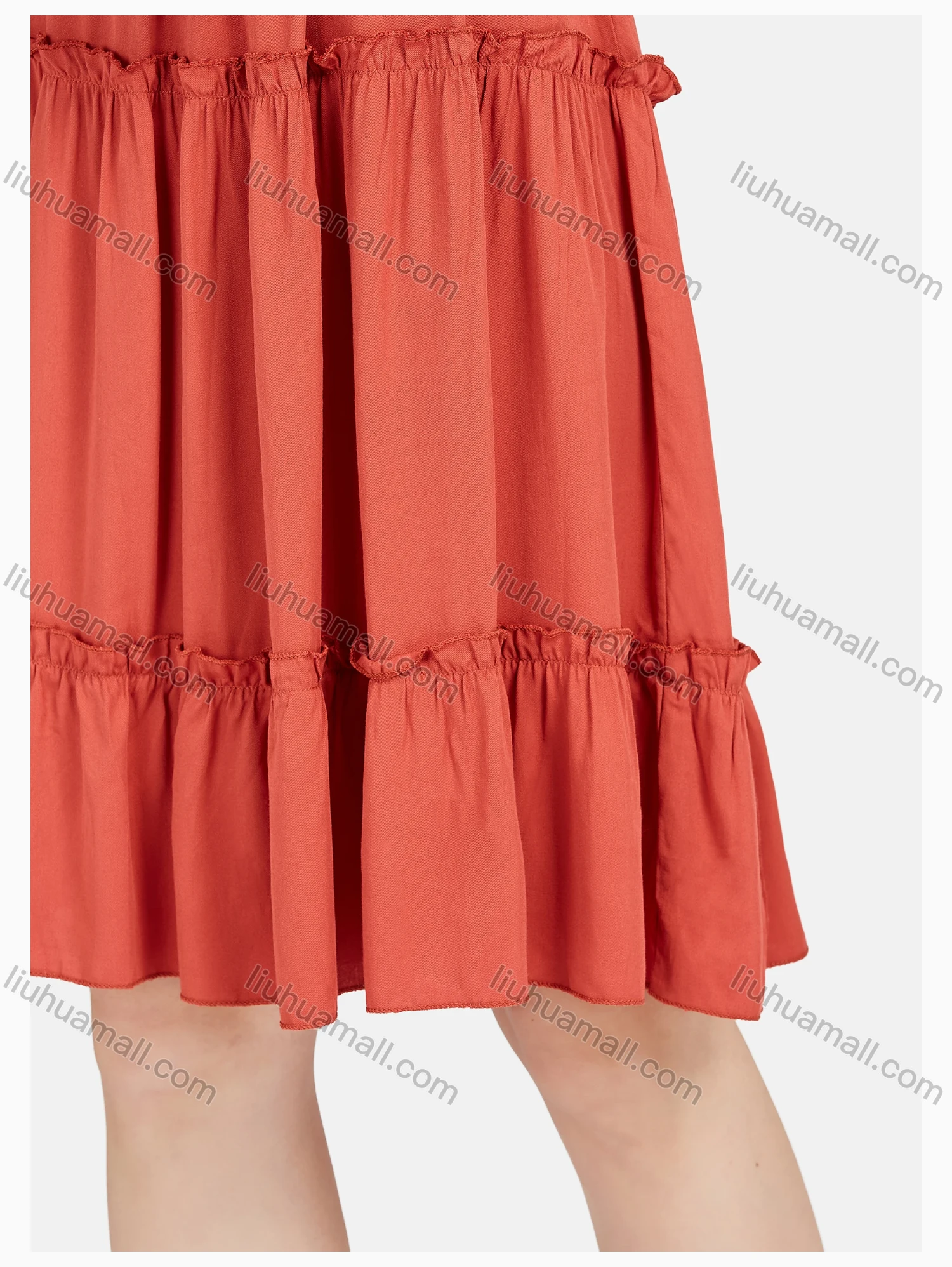 Wholesale Women's Casual Butterfly Sleeve Ruffle Trim Button Front Plain Short Dress - Liuhuamall