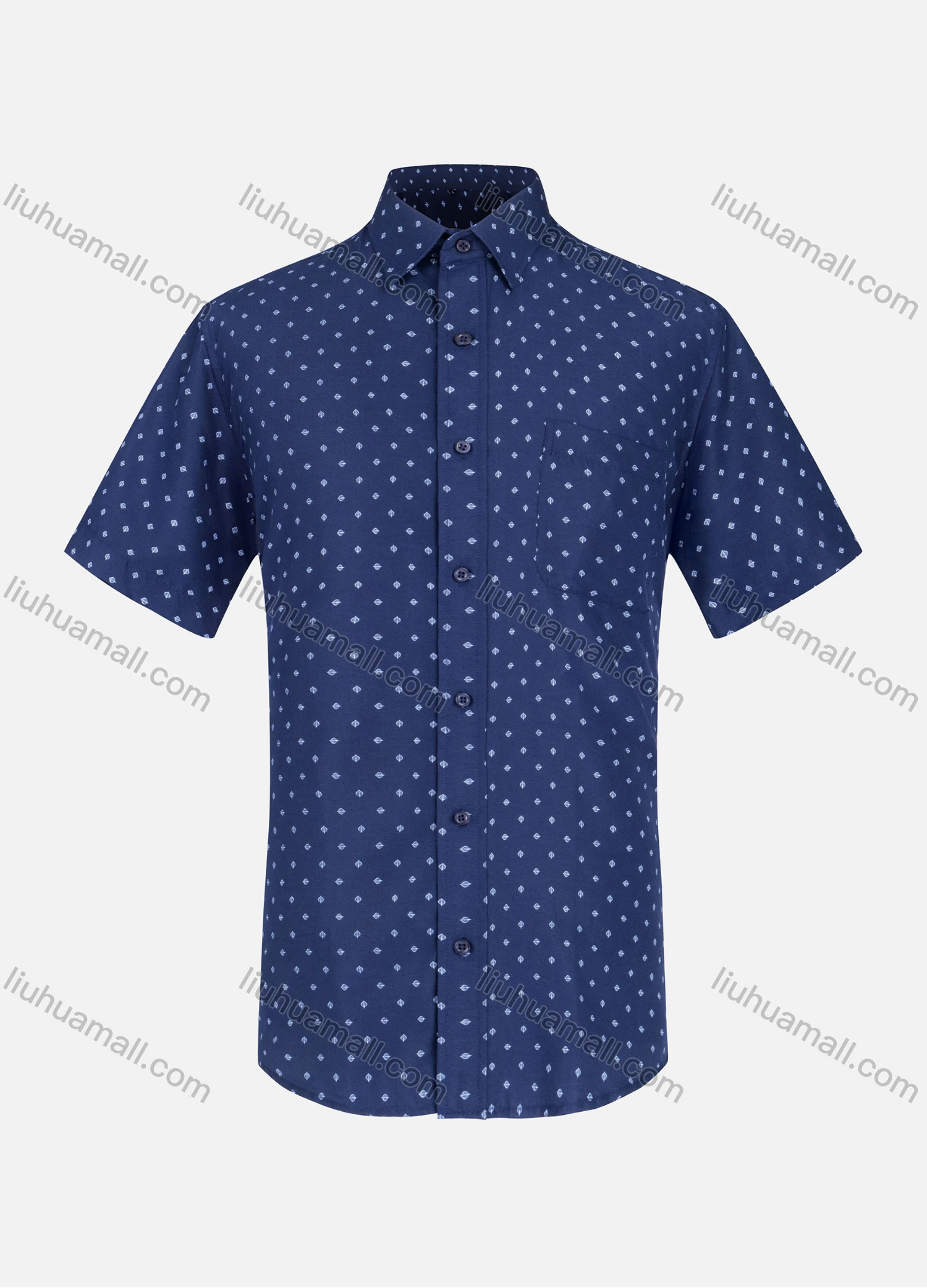 Wholesale Men's Business Collared Short Sleeve Button Down Polka Dot Print Shirts - Liuhuamall