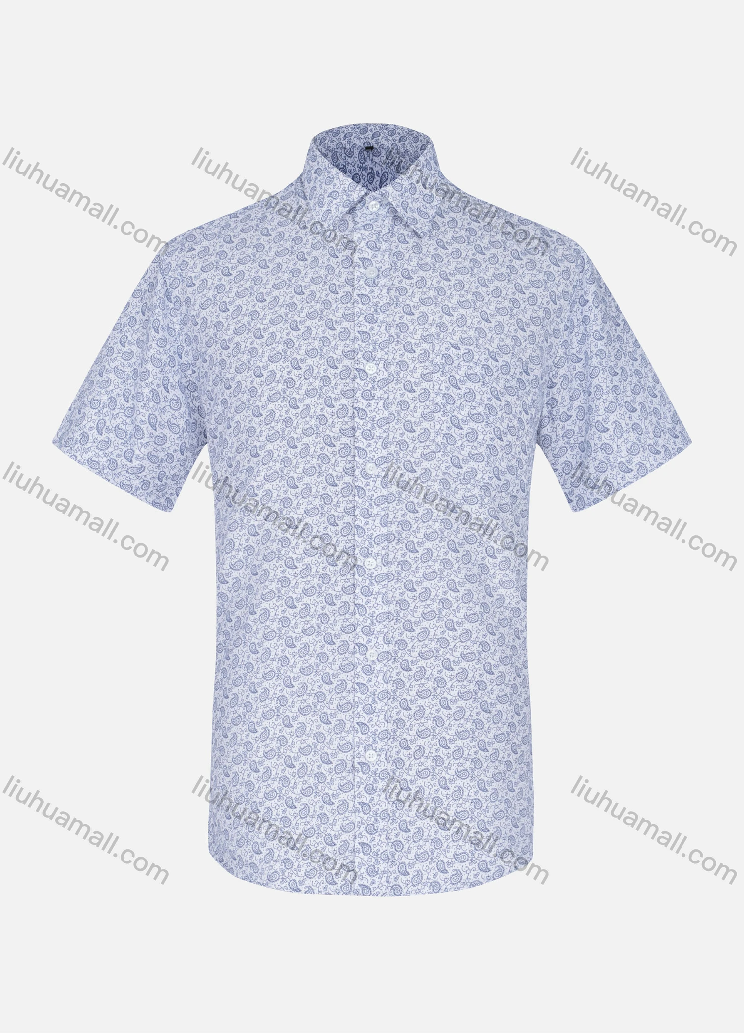 Wholesale Men's Business Collared Short Sleeve Button Down Paisley Print Shirts - Liuhuamall