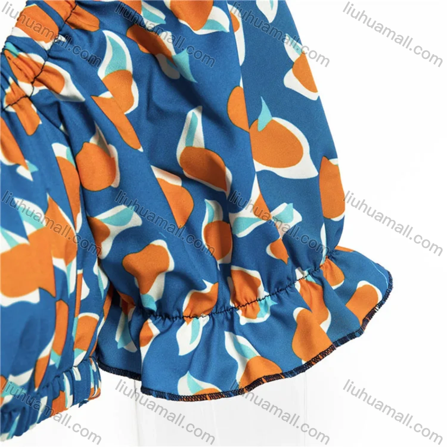 Wholesale Women's Sexy Allover Print Lace Up Low Cut Crop Short Sleeve Blouse - Liuhuamall