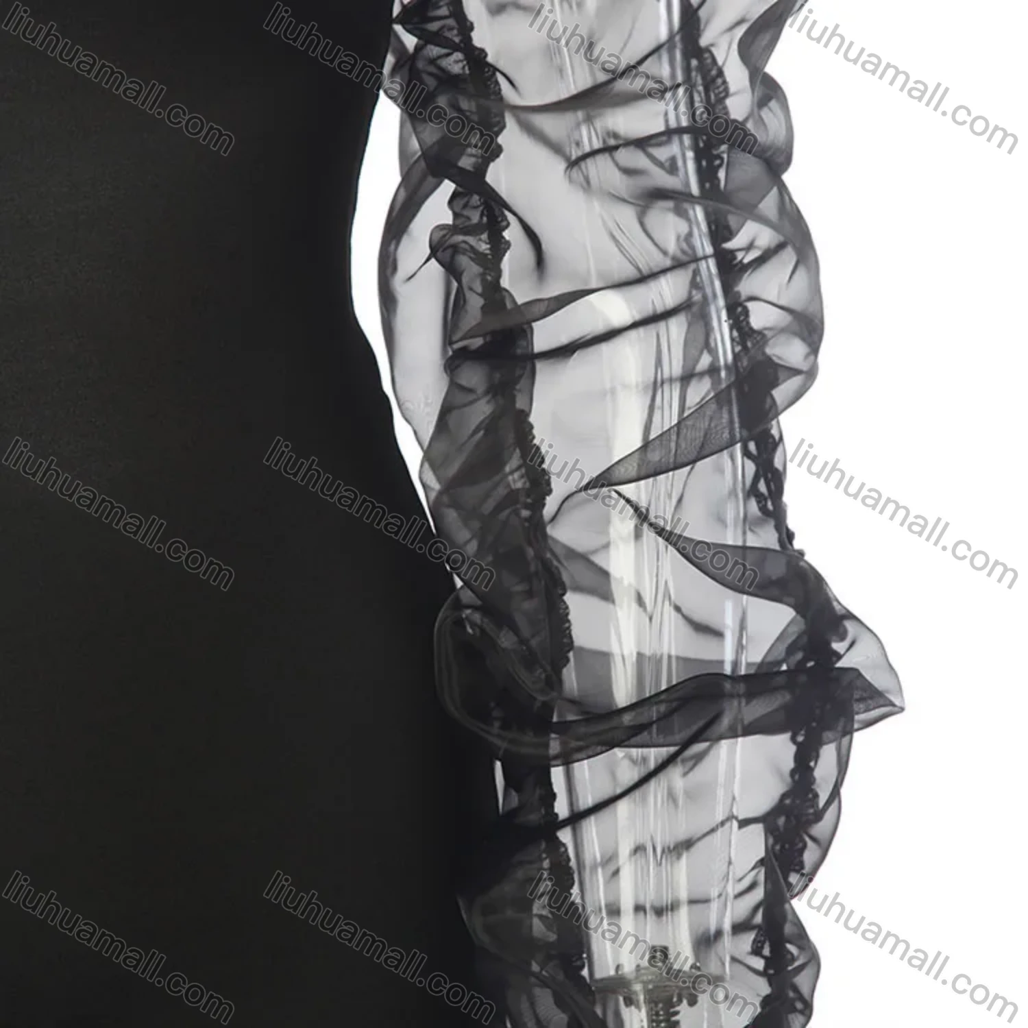 Wholesale Women's Plain Off Shoulder Mesh Sleeve Lace Up Bodycon Short Dress - Liuhuamall