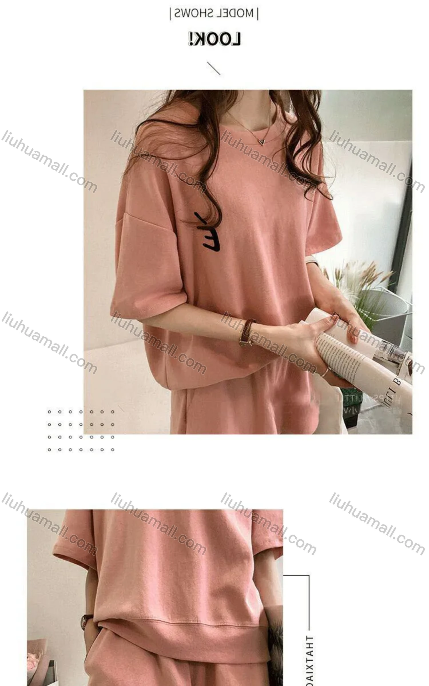 Wholesale Women's Casual Plain Short Sleeve Tops & Shorts 2 Piece Set - Liuhuamall