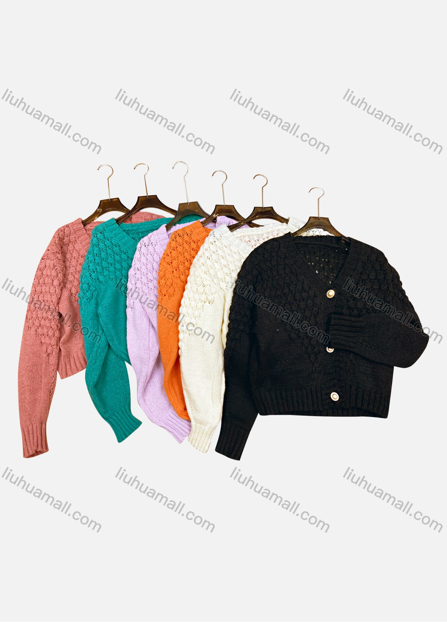 Wholesale Women's Casual Plain V Neck Button Down Long Sleeve Sweater Knit Sweater - Liuhuamall