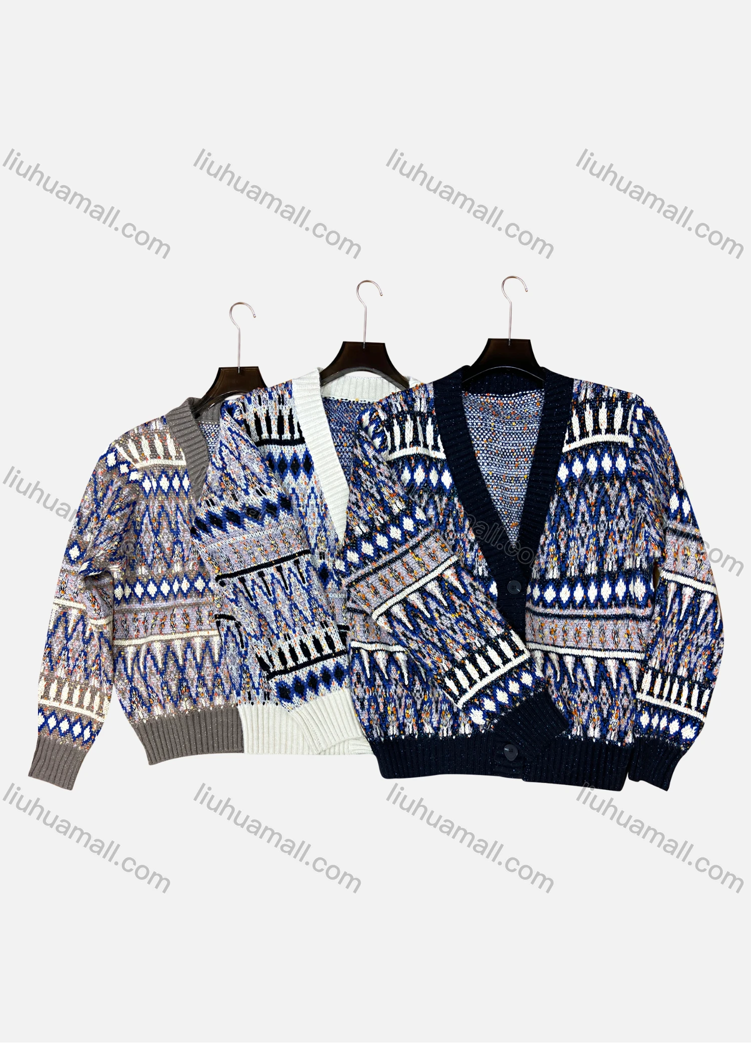 Wholesale Women's Vintage V Neck Button Down Long Sleeve Sweater Knit Cardigan - Liuhuamall