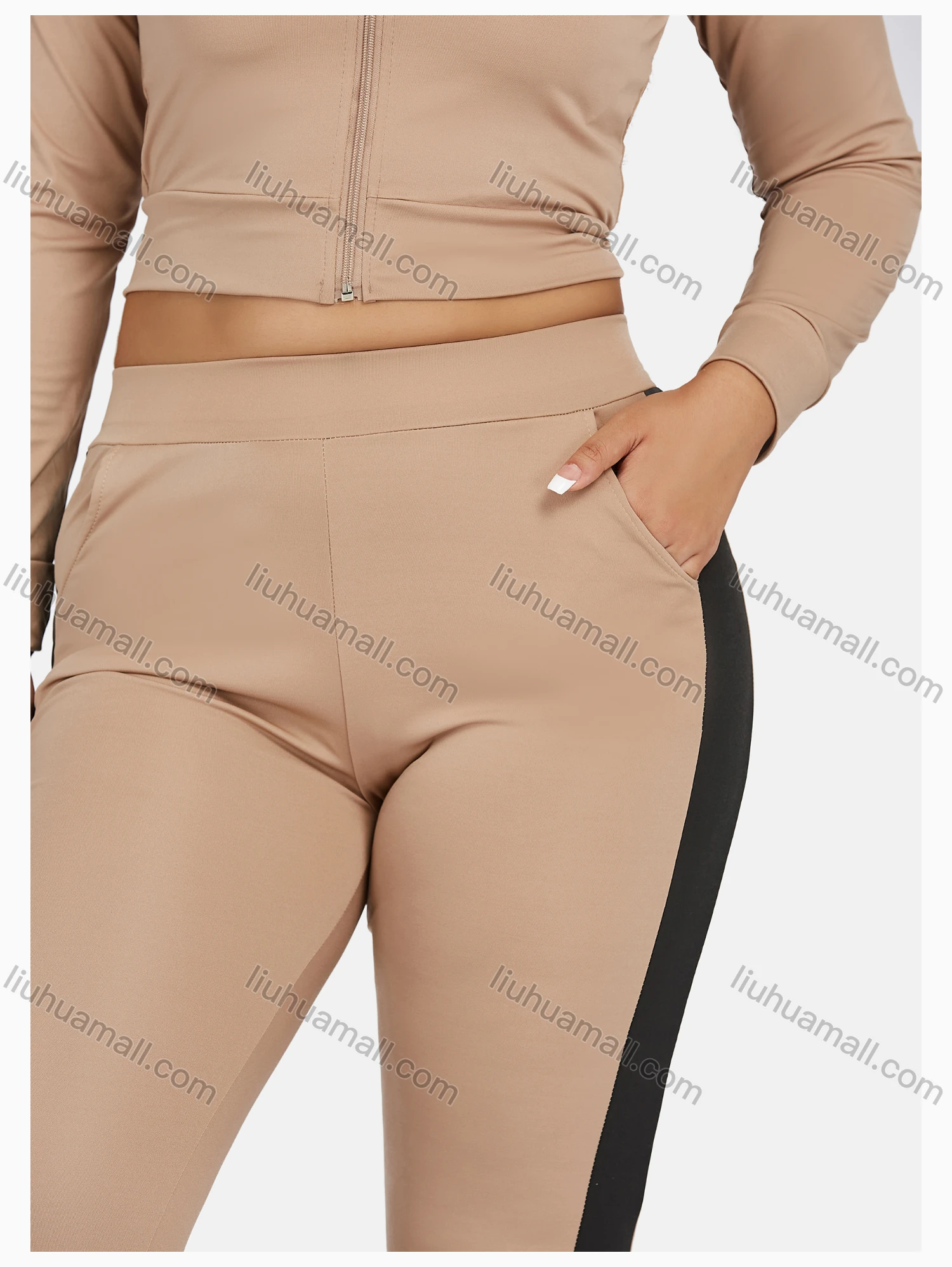 Wholesale Women's Sport Hooded Letter Zipper Long Sleeve Top & Jogger Sets - Liuhuamall