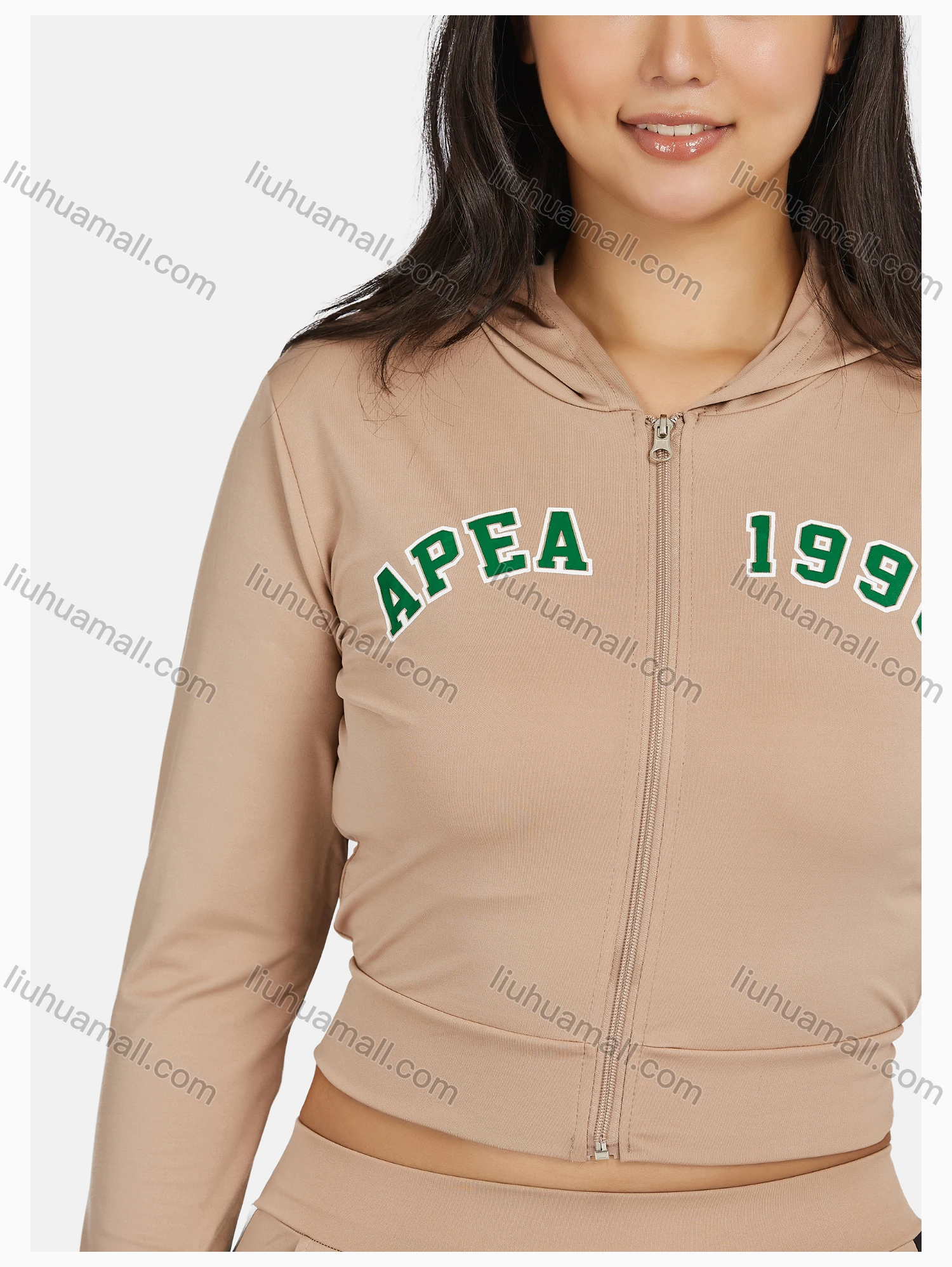 Wholesale Women's Sport Hooded Letter Zipper Long Sleeve Top & Jogger Sets - Liuhuamall