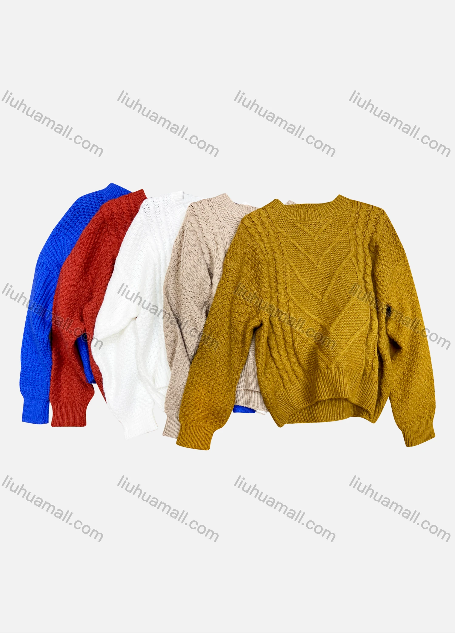Wholesale Women's Casual Plain Round Neck Long Sleeve Sweater - Liuhuamall