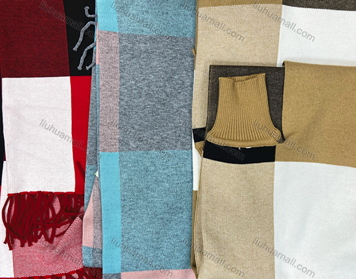 Wholesale Women's Casual Plaid Print Tassel Trim Shawl - Liuhuamall