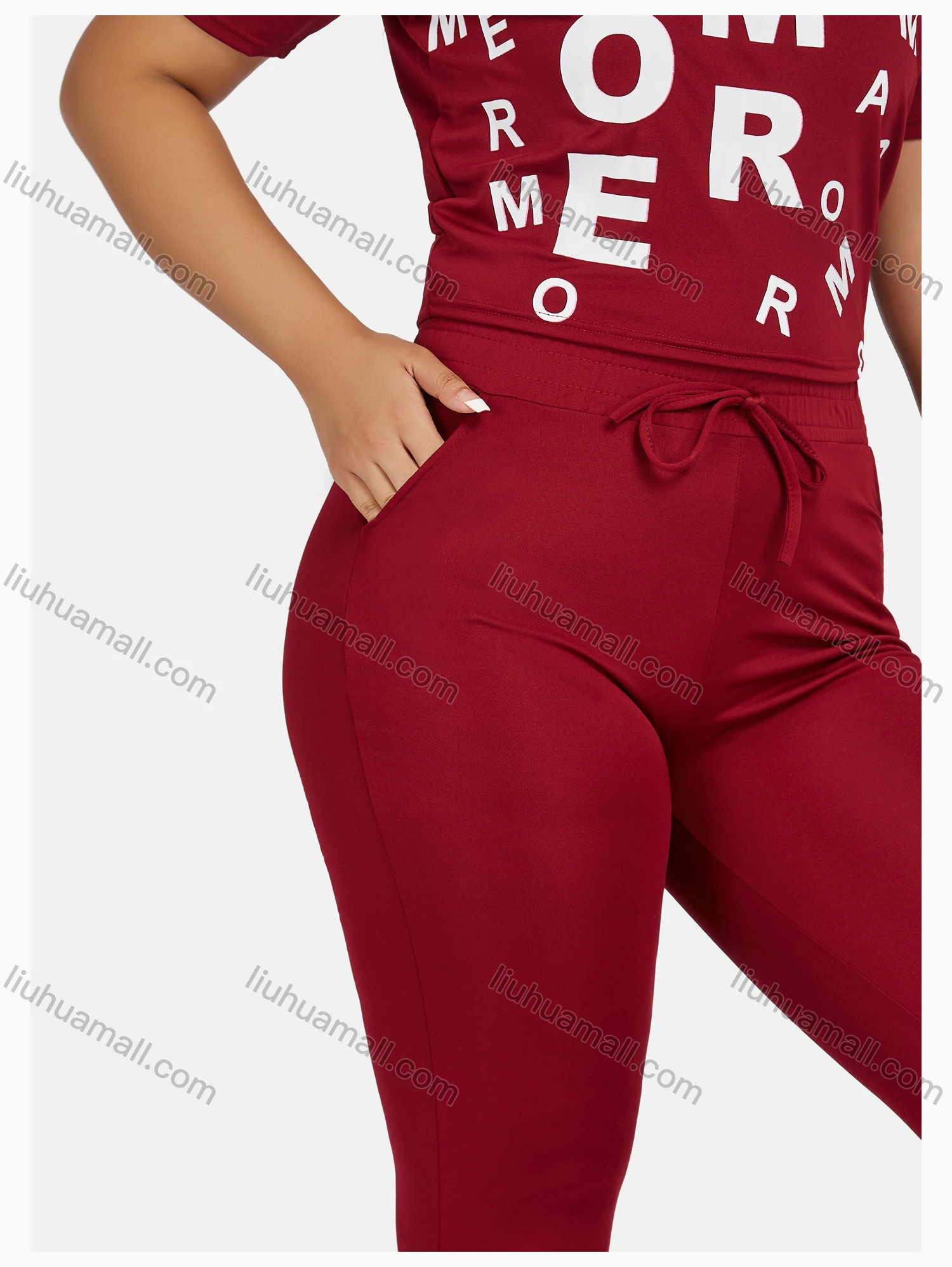 Wholesale Women's Sport Letter Print Short Sleeve T-Shirt & Jogger Sets - Liuhuamall