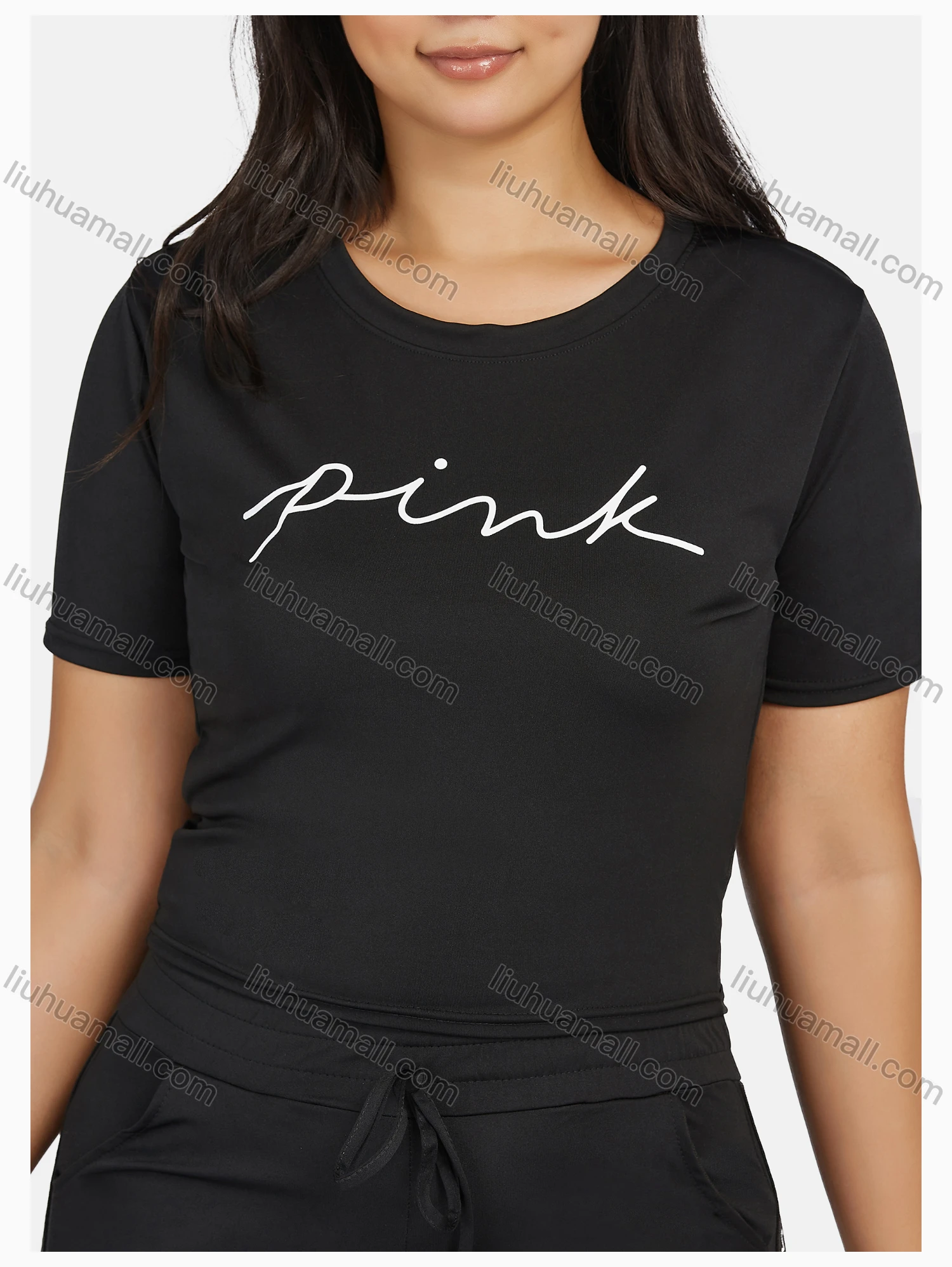 Wholesale Women's Sport Letter Print Short Sleeve T-Shirt & Jogger Sets - Liuhuamall