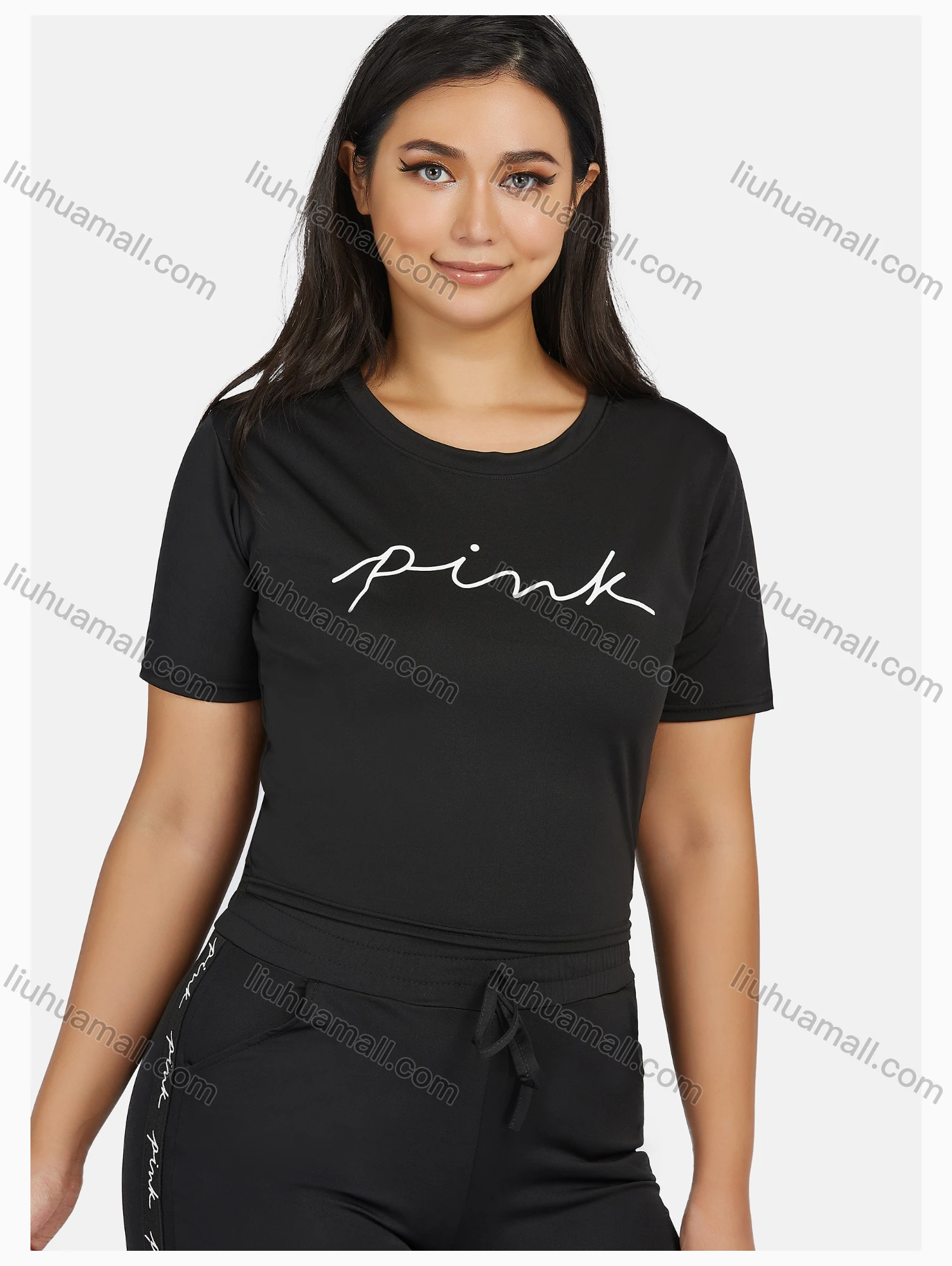 Wholesale Women's Sport Letter Print Short Sleeve T-Shirt & Jogger Sets - Liuhuamall