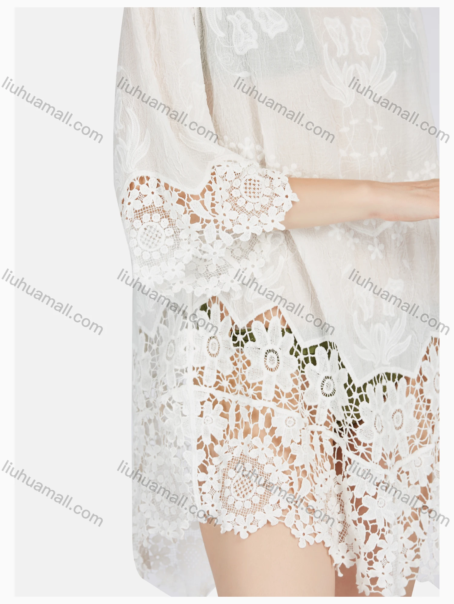 Wholesale Women's Casual Round Neck Crochet Hollow Out Plain Cover Up - Liuhuamall