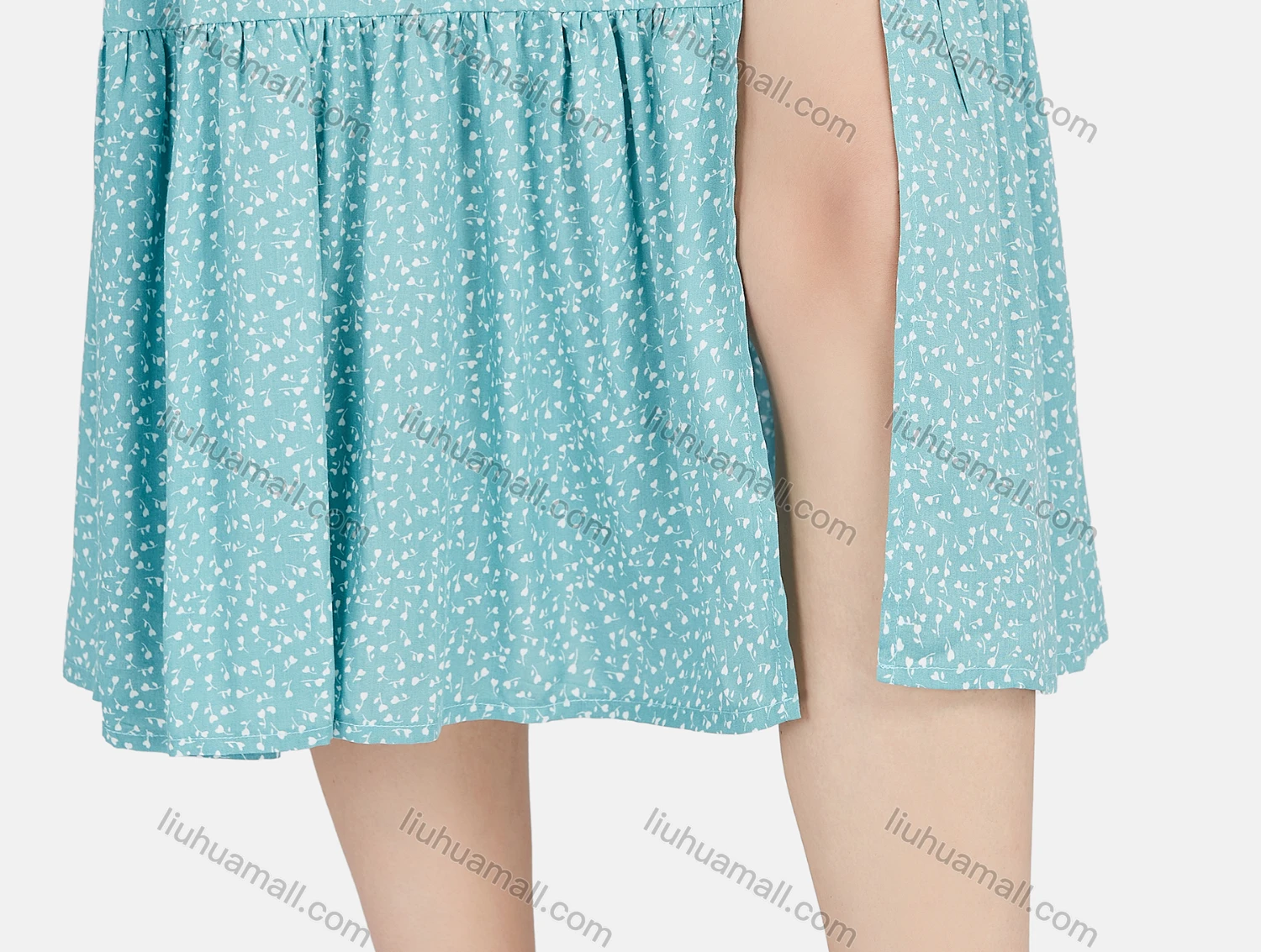 Wholesale Women's Casual Sleeveless Button Down Split Front Ruffle Hem Cami Dress - Liuhuamall