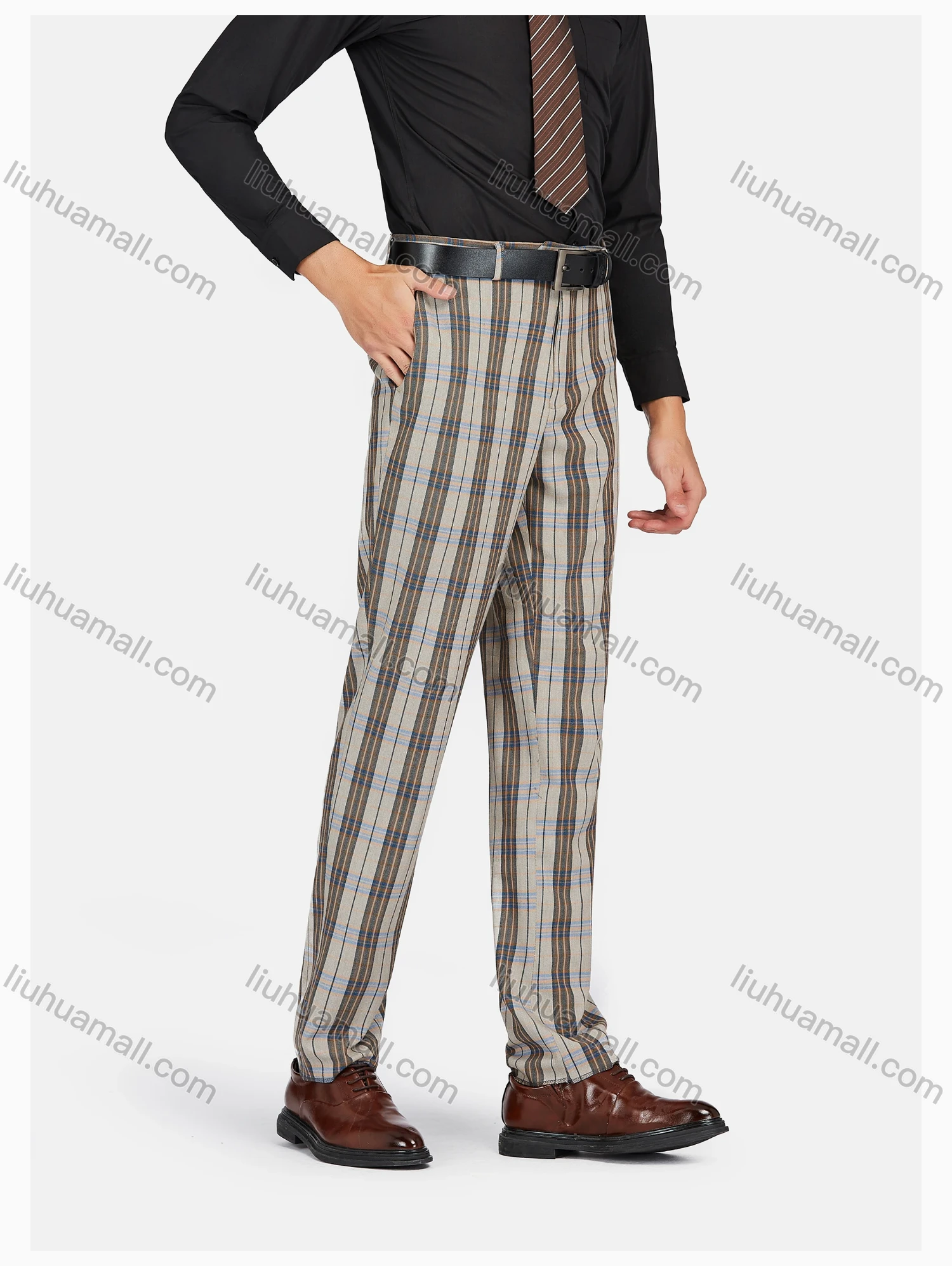 Wholesale Men's Formal Lapel Plaid Pockets Blazer & Waistcoat & Pant 3 Pieces Suit Sets - Liuhuamall