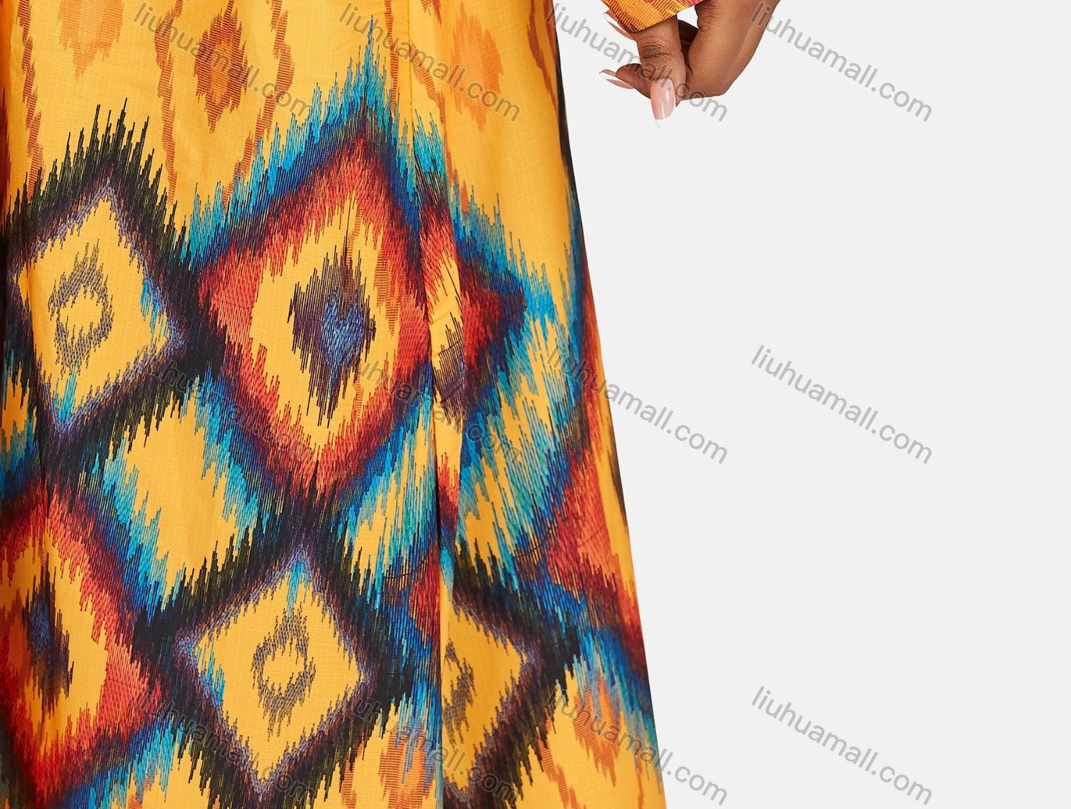 Wholesale Women's Vintage Plus Size Long Sleeve Retro Print Maxi Dress With Belt - Liuhuamall