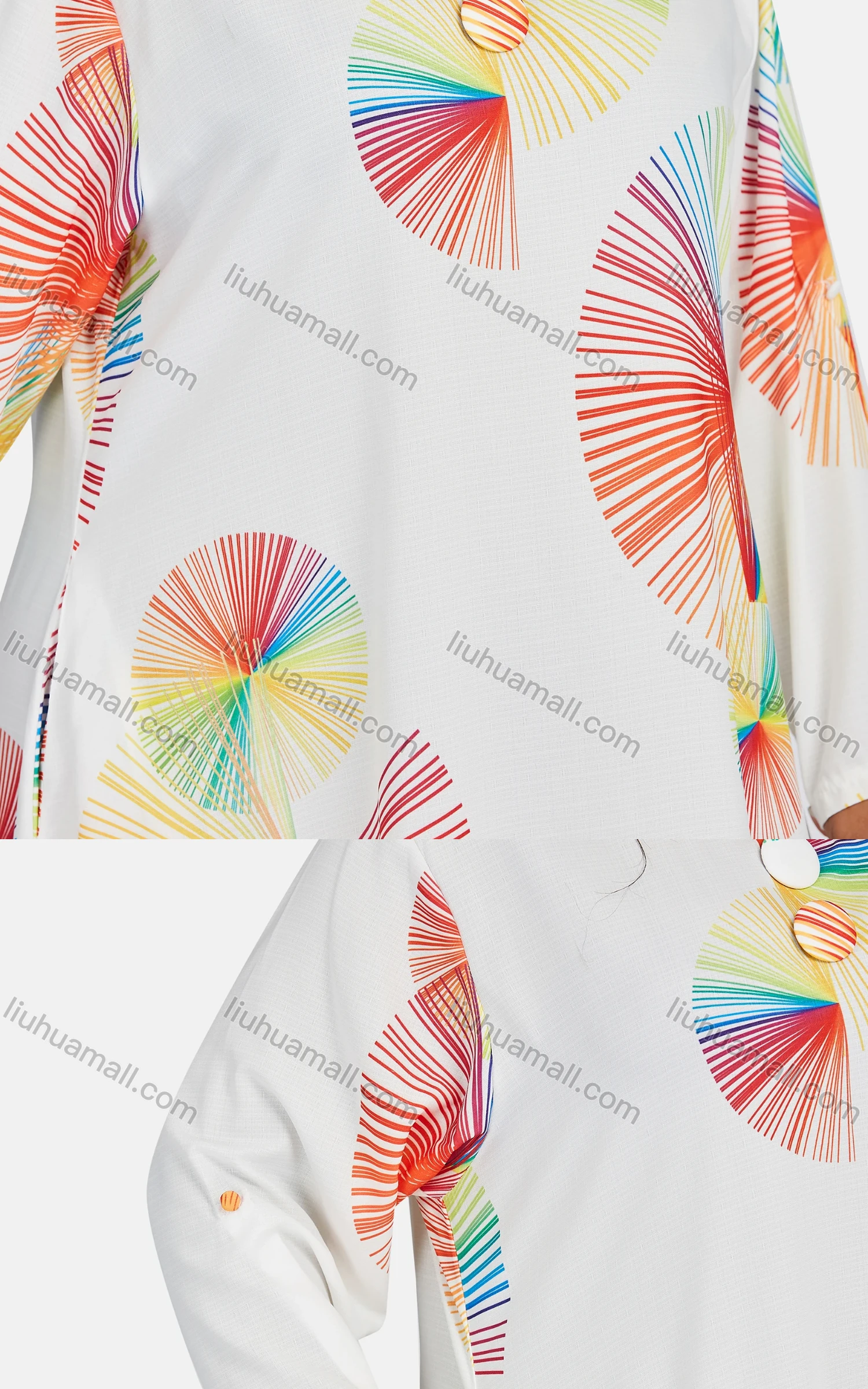 Wholesale Women's Vintage Plus Size Crew Neck Long Sleeve Geometric Print Maxi Dress - Liuhuamall