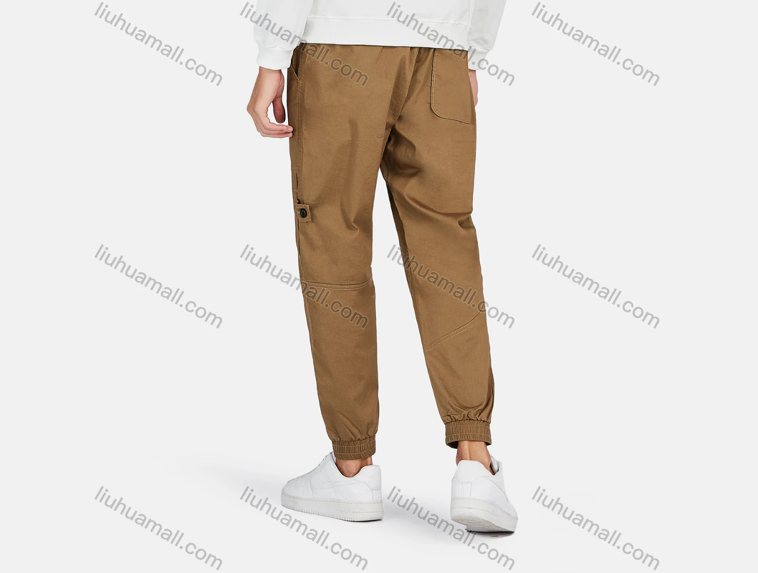 Wholesale Men's Casual Long Sleeve Patch Label Drawstring Hooded Sweatshirt - Liuhuamall